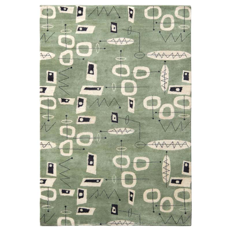 Mid Century Rug Pattern Rug and Kilim's Mid-Century Modern Rug in White and Black Square Rug ...