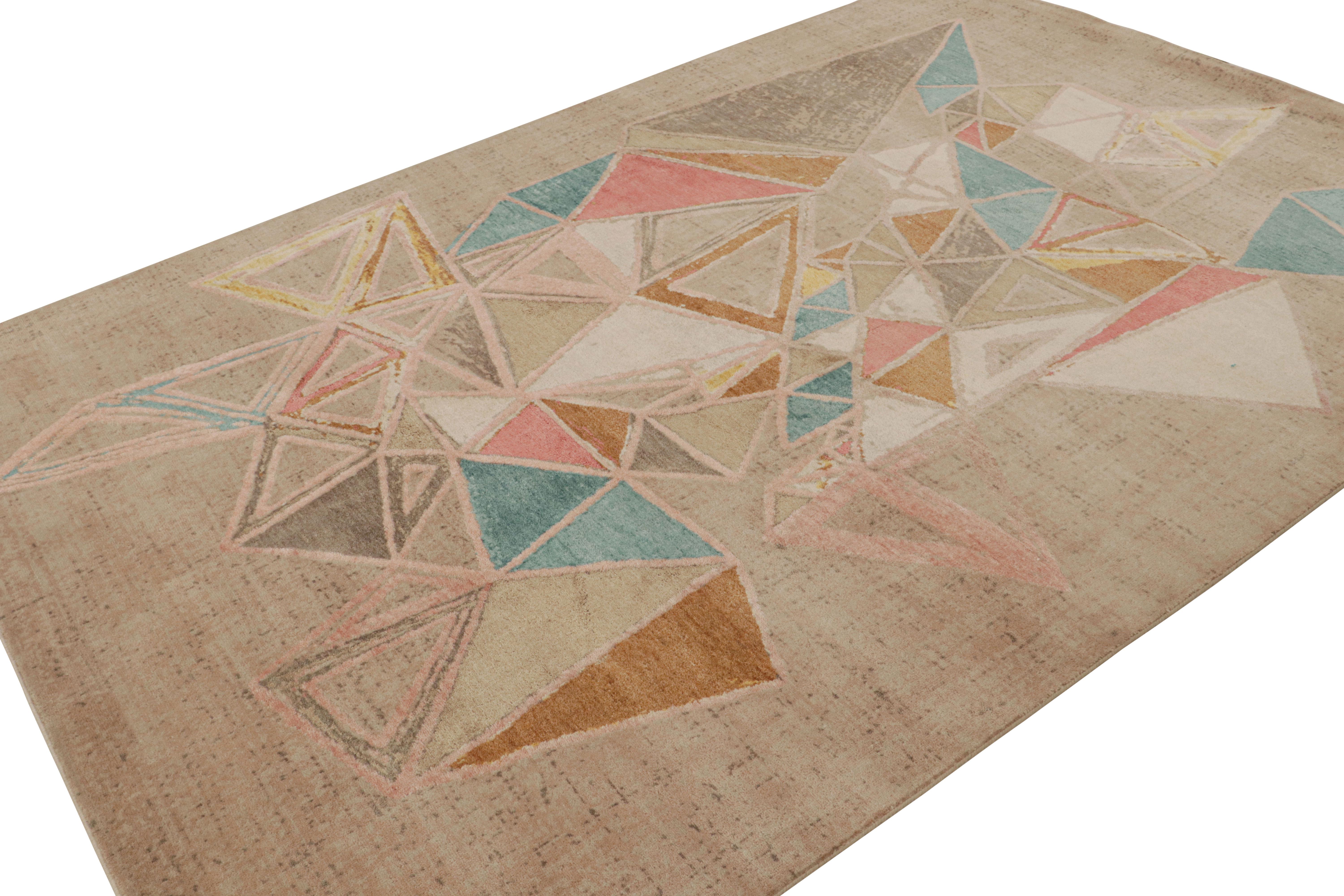 This 6x9 modern rug is a new unveiling from the Mid-Century Modern rug collection by Rug & Kilim—hand-knotted in wool and silk.

On the design: 

Inspired from a rare modernism, this rug further exemplifies our mid-century modern take in the