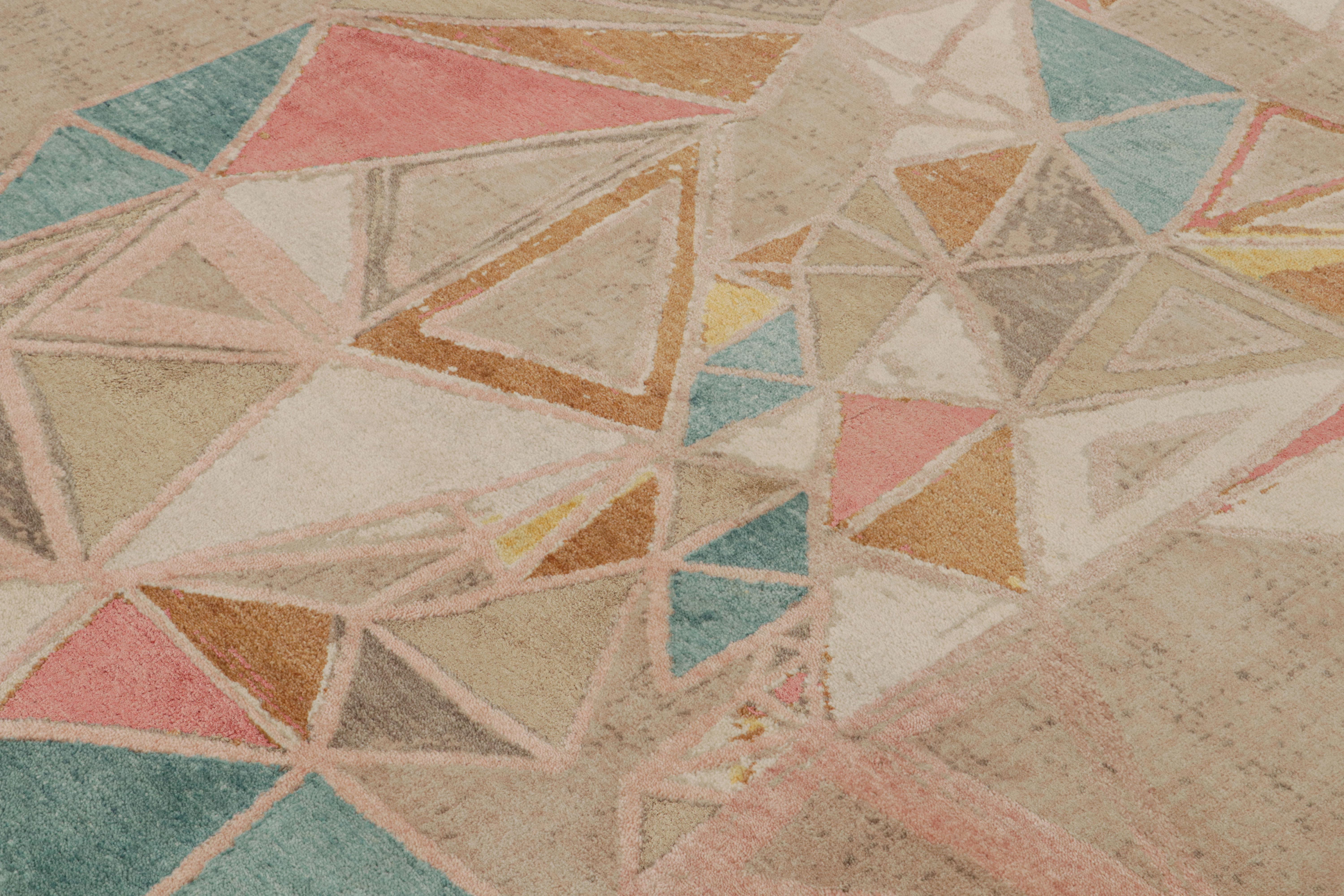 Hand-Knotted Rug & Kilim’s Mid-Century Modern Rug with Polychromatic Geometric Pattern For Sale