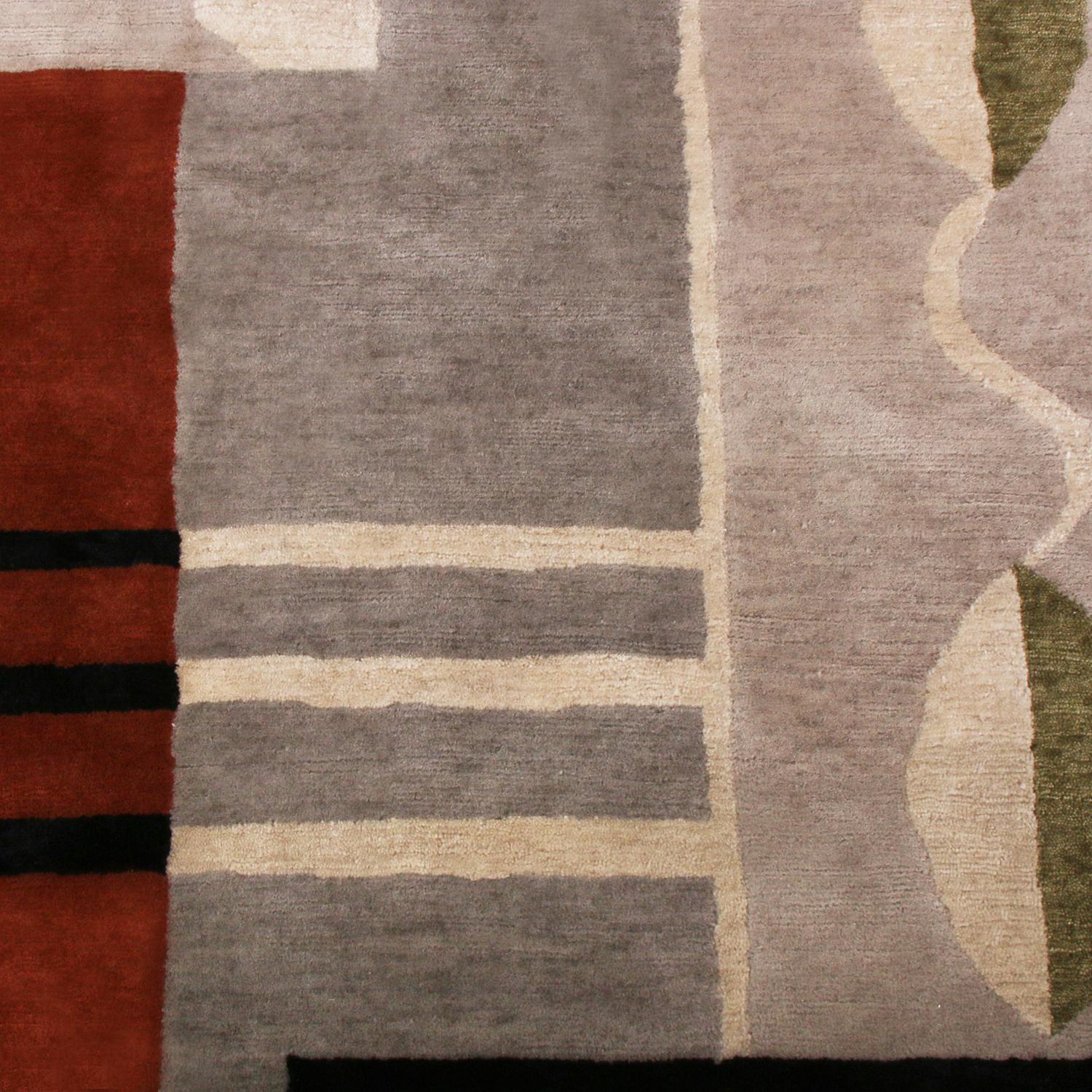 Hand knotted with semi-worsted wool, natural silk and exotic yarns, Rug & Kilim’s geometric rug hails from the latest prized additions to their acclaimed Mid-Century Modern collection, a bold custom-capable line recapturing an underrepresented,