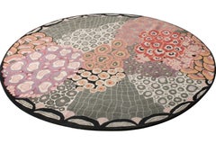 Rug & Kilim’s Mid-Century Modern Style Circle Rug in Green-Gray All Over Pattern