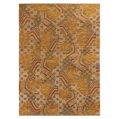 Teppich & Kelim Mid-Century Modern Style Hoch-Low-Teppich in Beige, Goldbraun