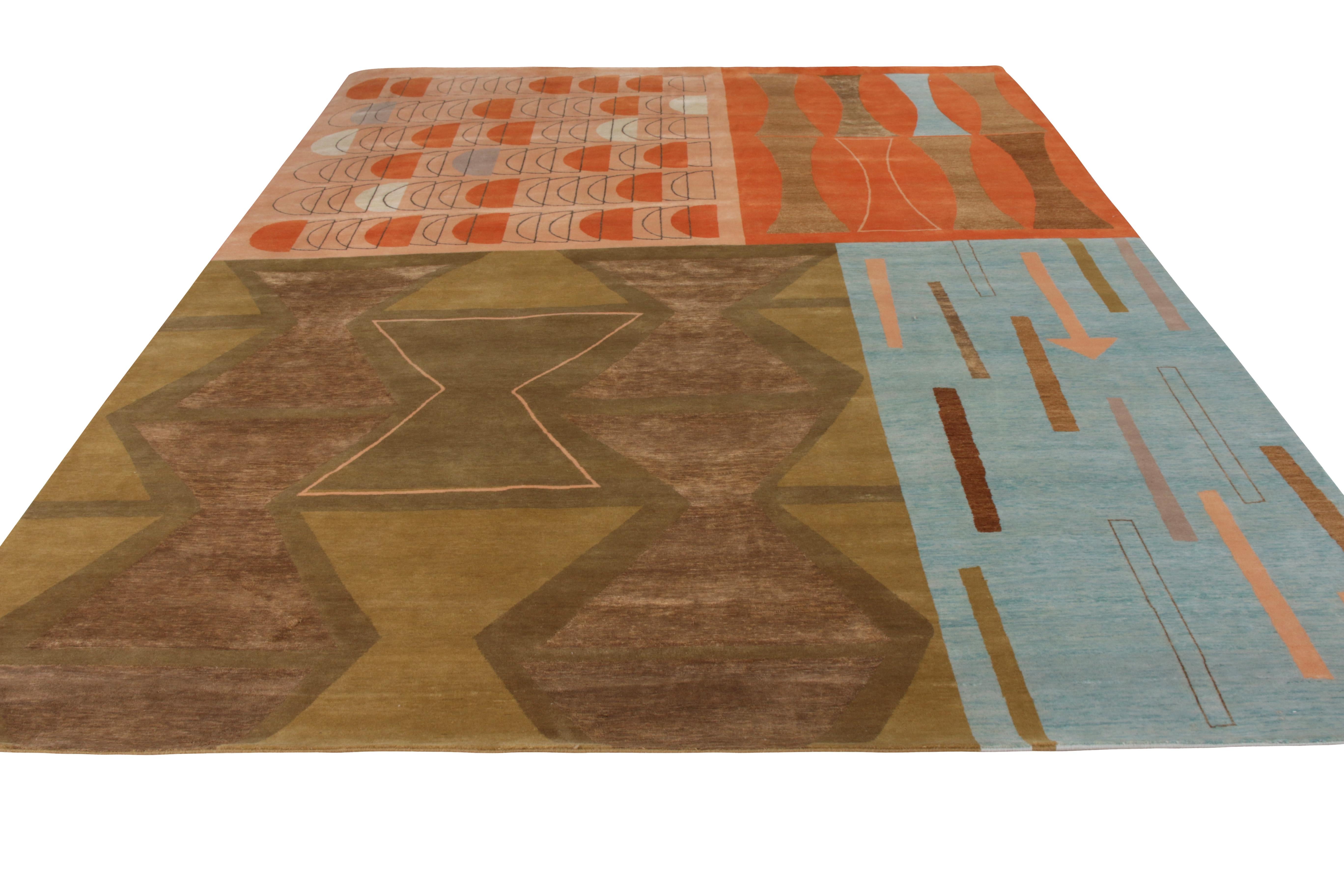 A 9 x 12 rug from Rug & Kilim’s Mid-Century Modern Collection, hand knotted in a unique wool and silk blend. A bold rug design in collaboration with modern artist Jenn Ski, exploring varied atomic age styles in this distinction.

On the design: