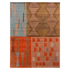 Rug & Kilim è un tappeto in stile Mid-Century Modern con motivo retrò beige-marrone e rosso.