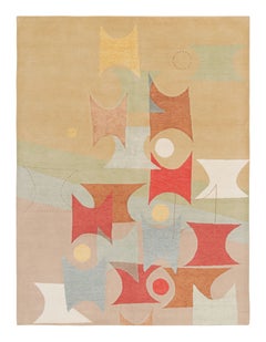 Rug 
Kilim’s Mid-Century Modern Style Rug in Beige-Brown Geometric Pattern