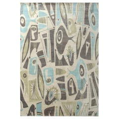 Rug & Kilim's Mid-Century Modern Style Rug in Beige Green and Blue