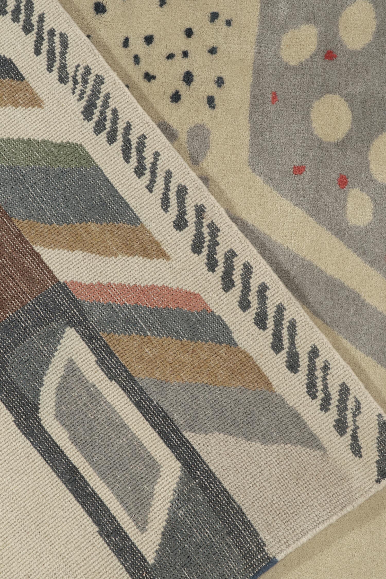 Teppich & Kilims Skandinavischer Stil Teppich in Blau, Weiß & Grau mit geometrischen Mustern (21. Jahrhundert und zeitgenössisch) im Angebot
