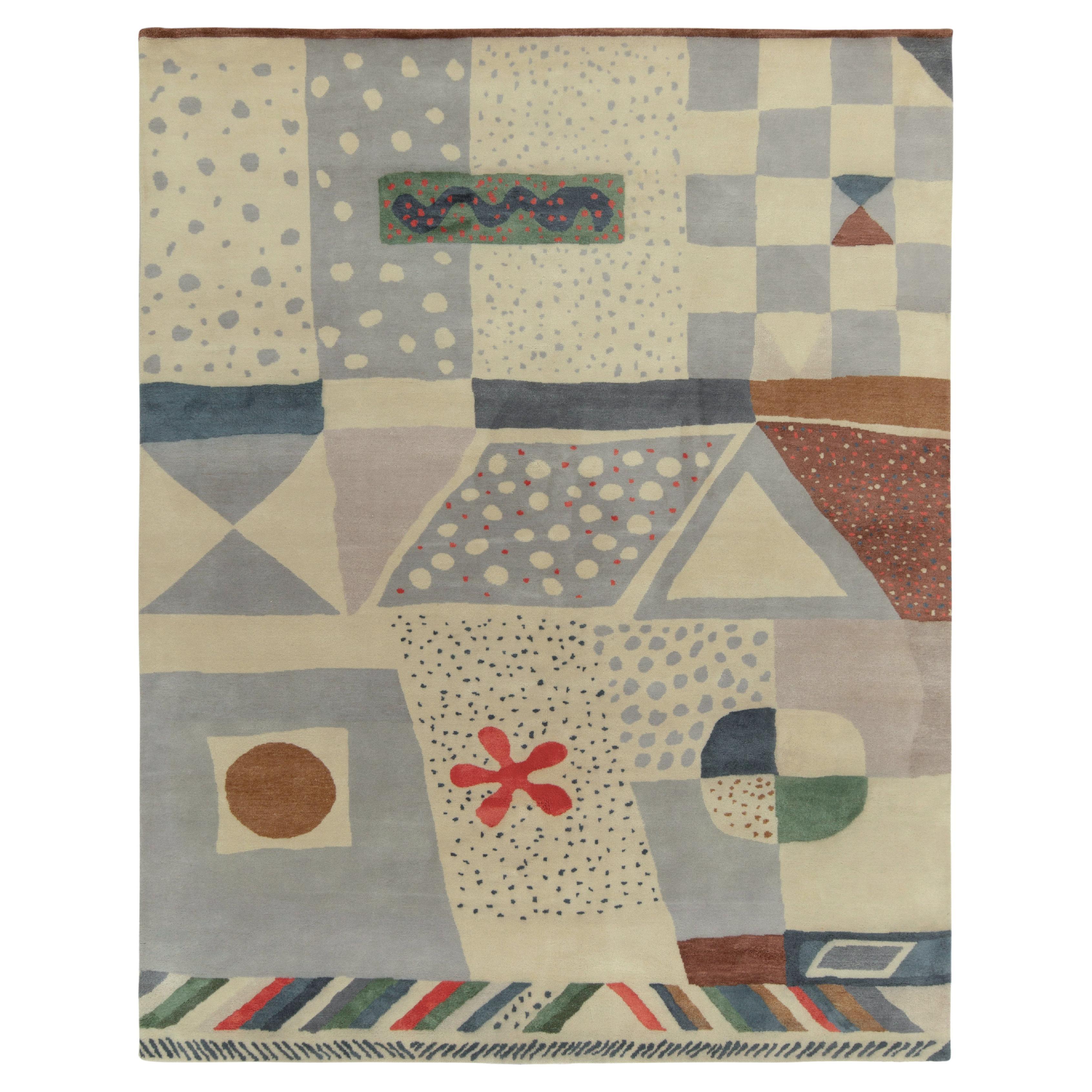 Teppich &amp; Kilims Skandinavischer Stil Teppich in Blau, Weiß &amp; Grau mit geometrischen Mustern im Angebot