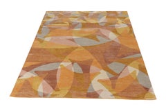 Rug & Kilim's Mid-Century Modern Style Teppich in Gold Brown Geometrisches Muster