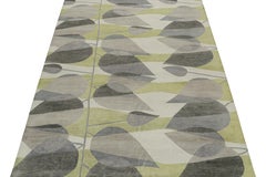 Rug & Kilim’s Mid-Century Modern Style Rug in Gray and Green Geometric Patterns