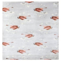 Rug & Kilim - Tappeto in stile Mid-Century Modern con motivi pittorici grigio-rosso