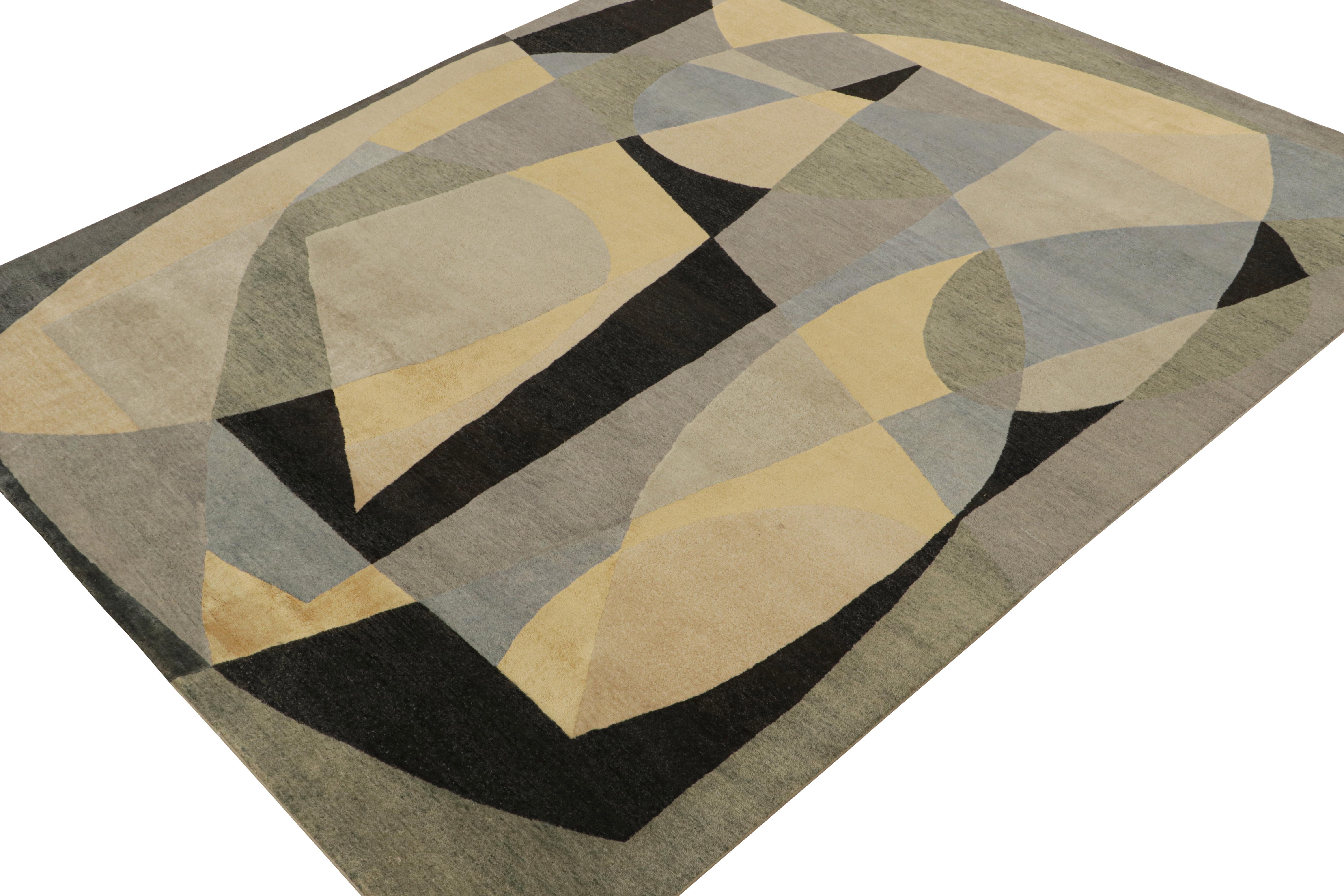 Mid-Century Modern Rug & Kilim’s Mid Century Modern Style Rug in Gray with Geometric Patterns For Sale