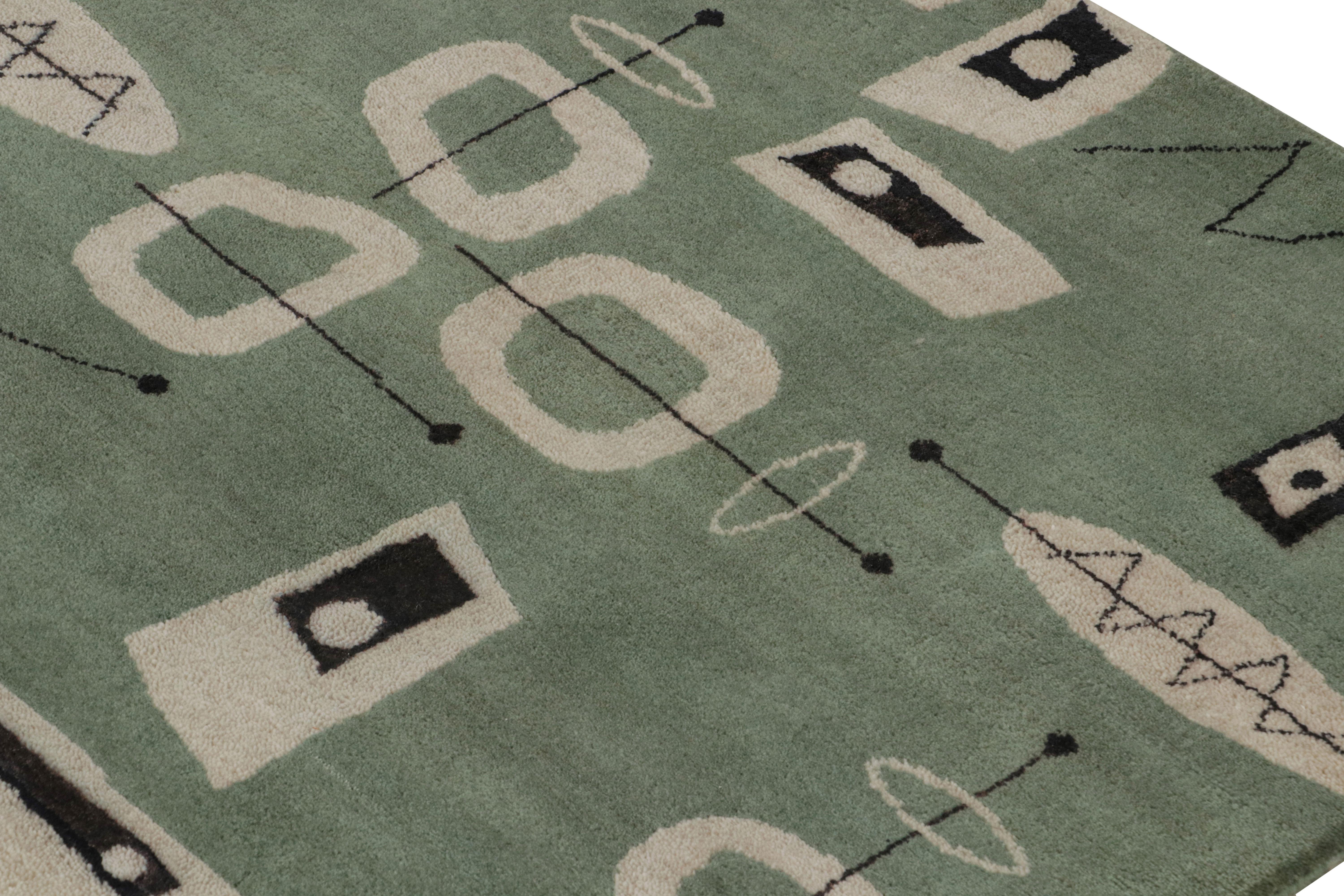 Rug & Kilim's Mid-Century Modern Style Rug in Green with Geometric Patterns (tapis de style moderne du milieu du siècle en vert avec des motifs géométriques) Neuf - En vente à Long Island City, NY
