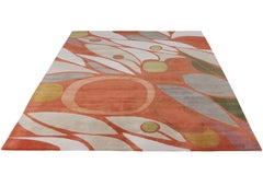 Rug & Kilim’s Mid-Century Modern Style Rug in Orange and White All Over Pattern