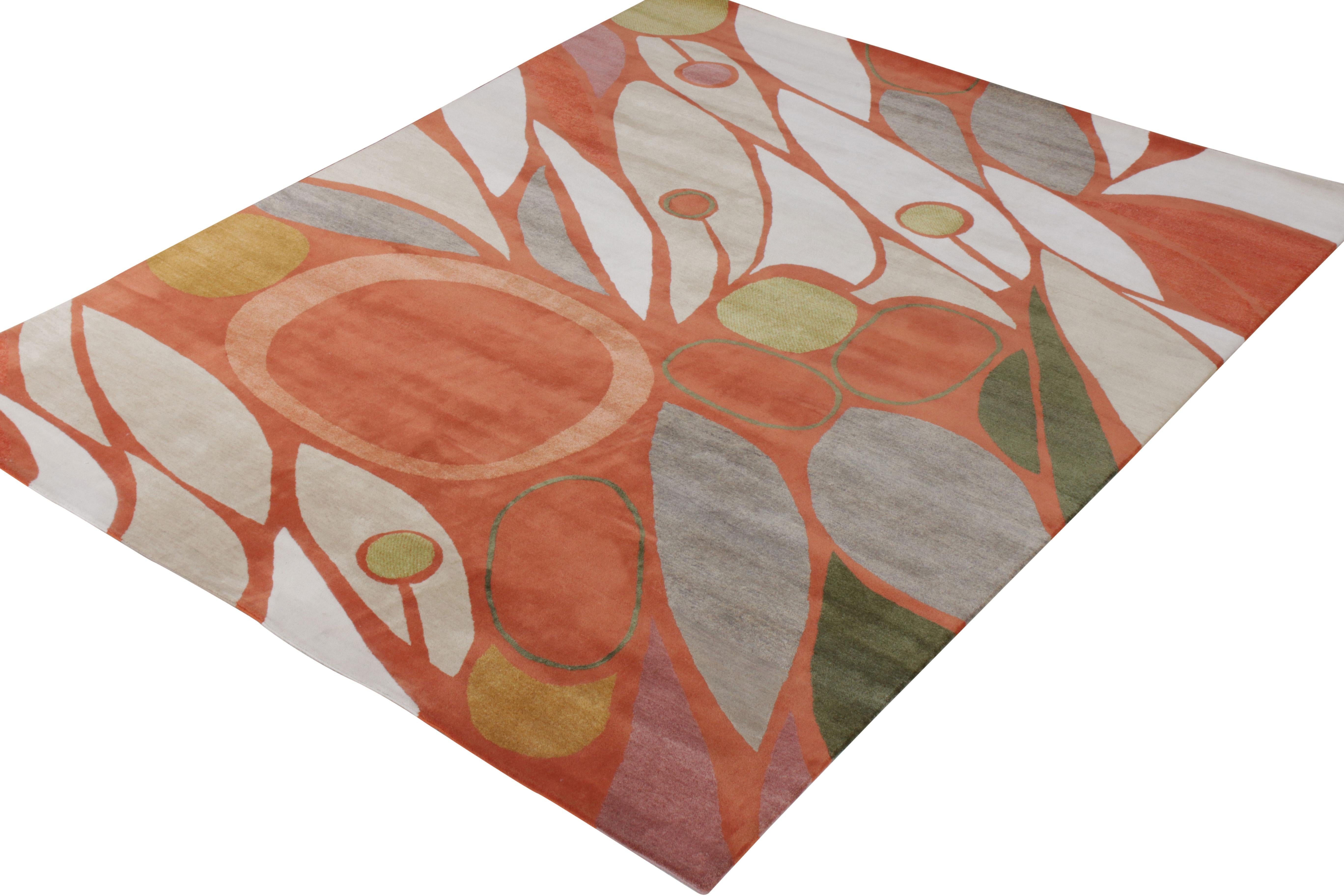 Moderne Tapis de style moderne du milieu du siècle de Rug & Kilim à motif orange et blanc all over en vente