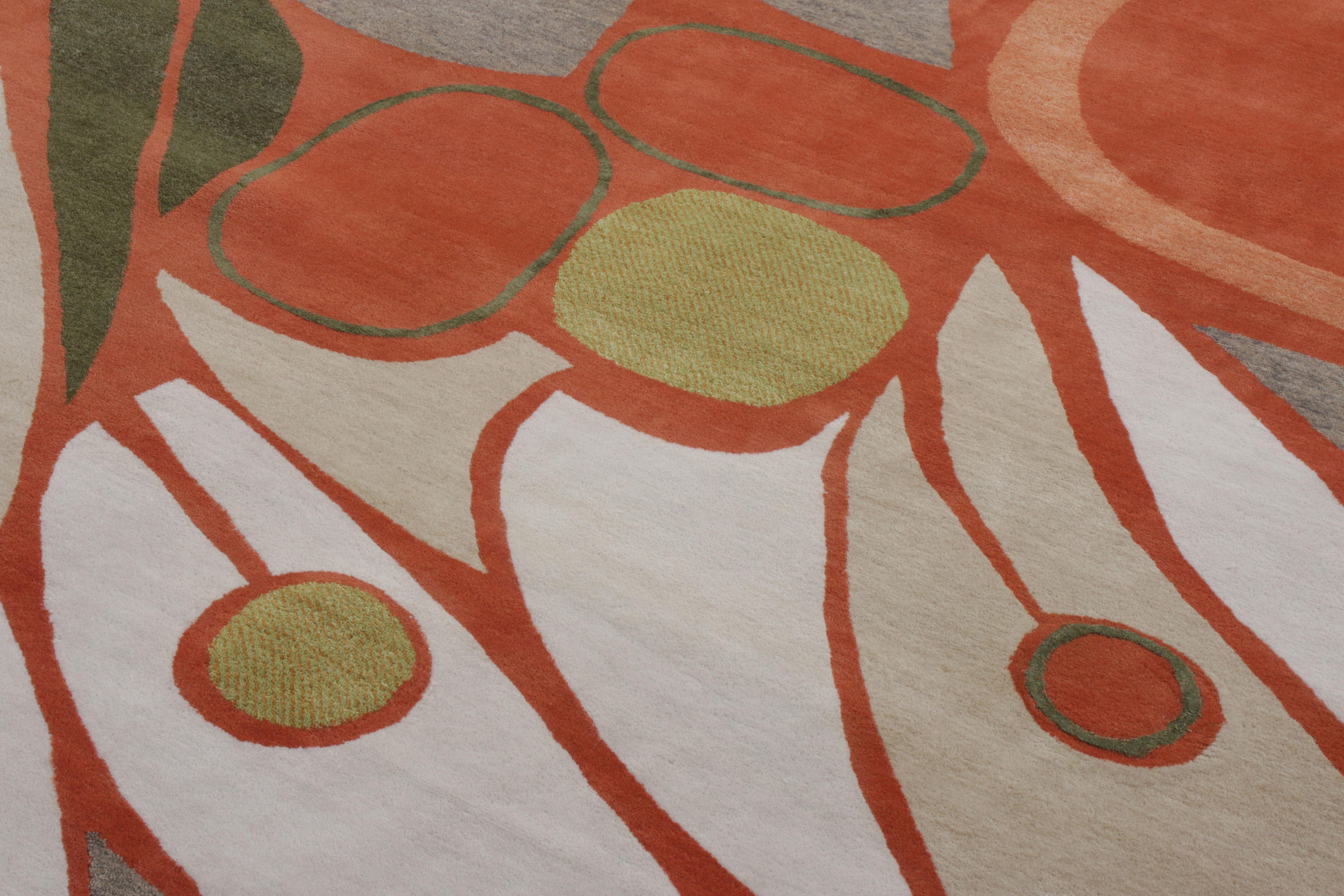 Indien Tapis de style moderne du milieu du siècle de Rug & Kilim à motif orange et blanc all over en vente