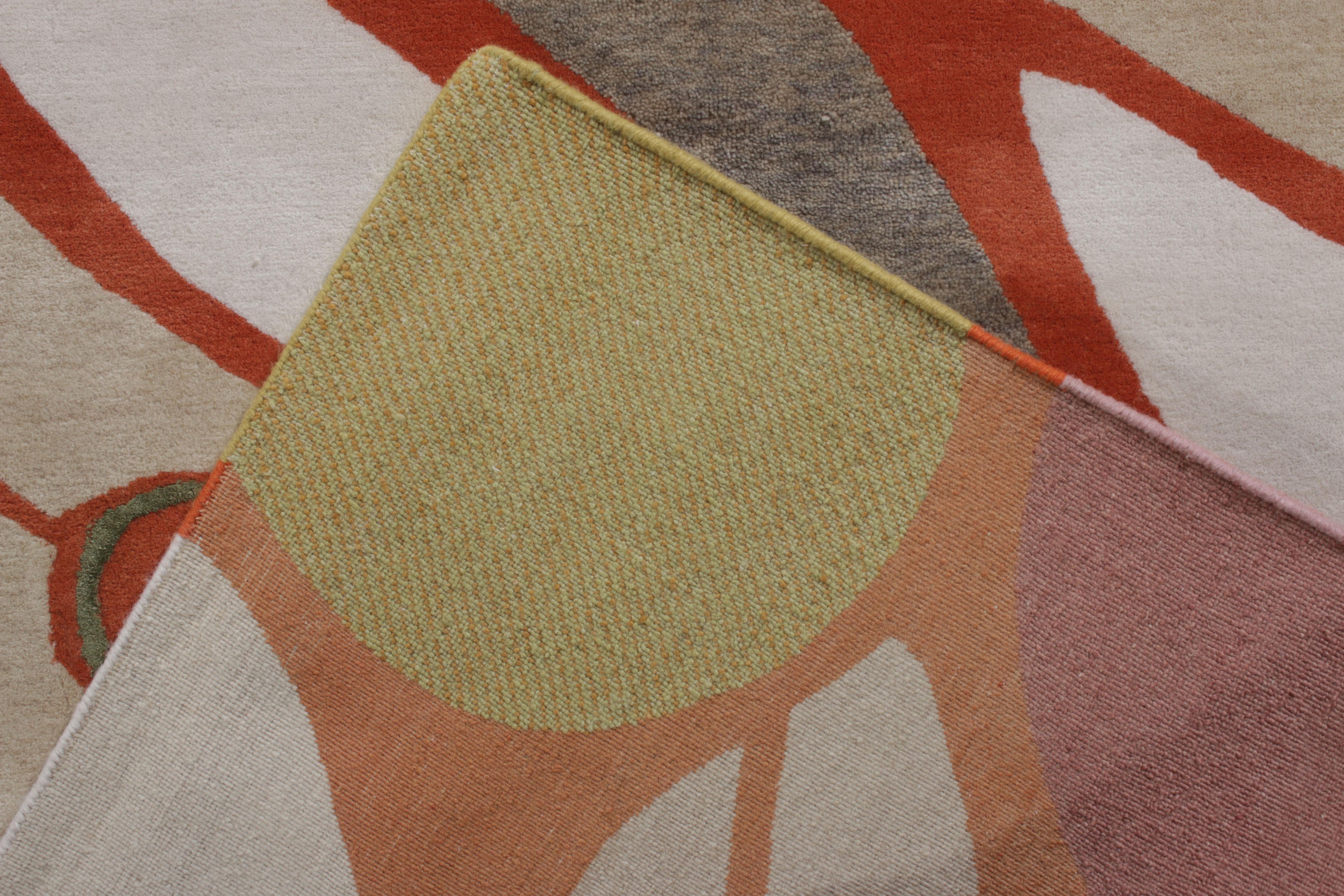 Noué à la main Tapis de style moderne du milieu du siècle de Rug & Kilim à motif orange et blanc all over en vente