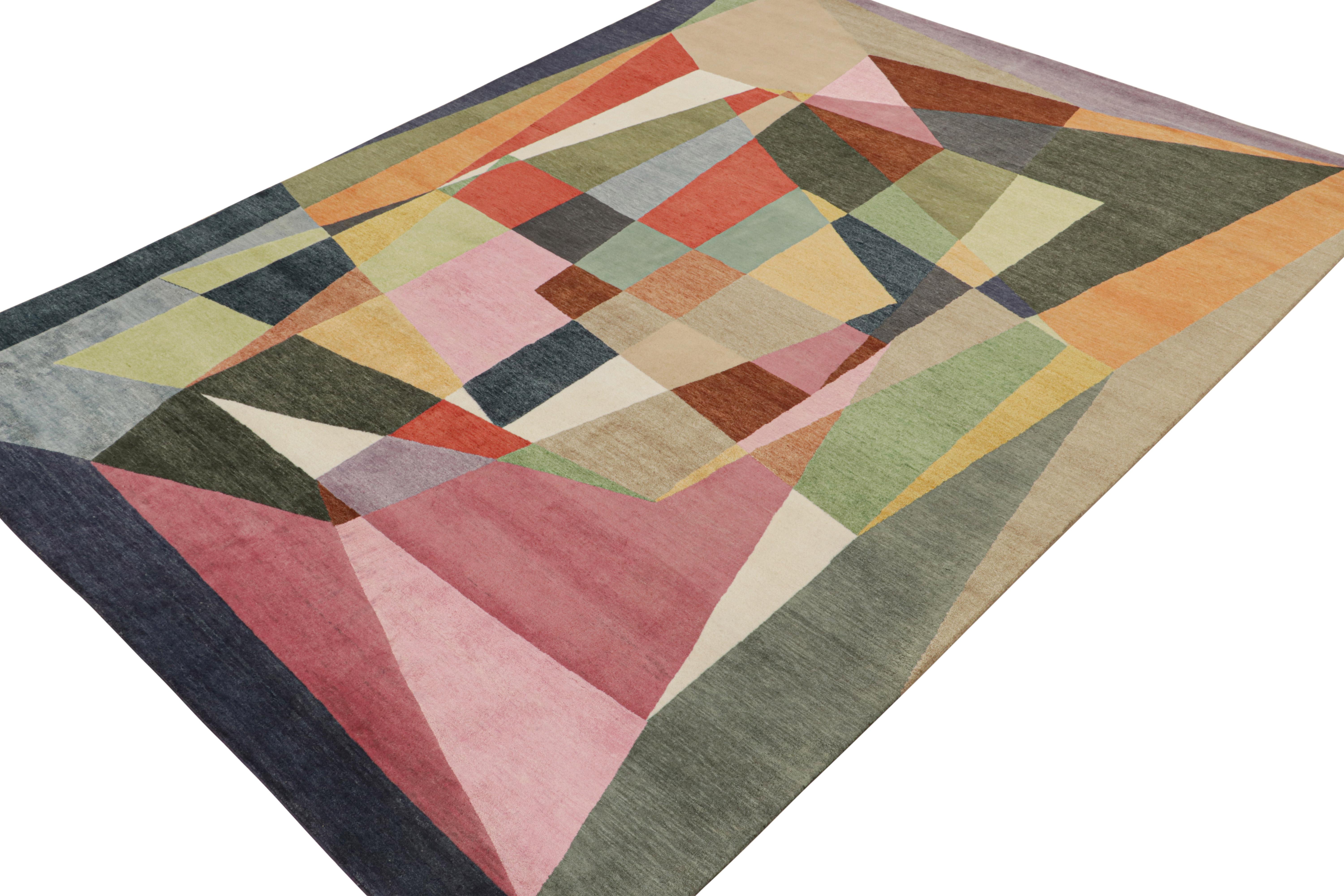 Mid-Century Modern Rug & Kilim’s Mid Century Modern Style Rug in Polychromatic Geometric Patterns For Sale