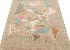 Rug & Kilim’s Mid-Century Modern Style Rug in Polychromatic Patterns on Beige
