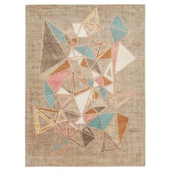 Rug & Kilim’s Mid-Century Modern Style rug in Polychromatic Patterns on Beige
