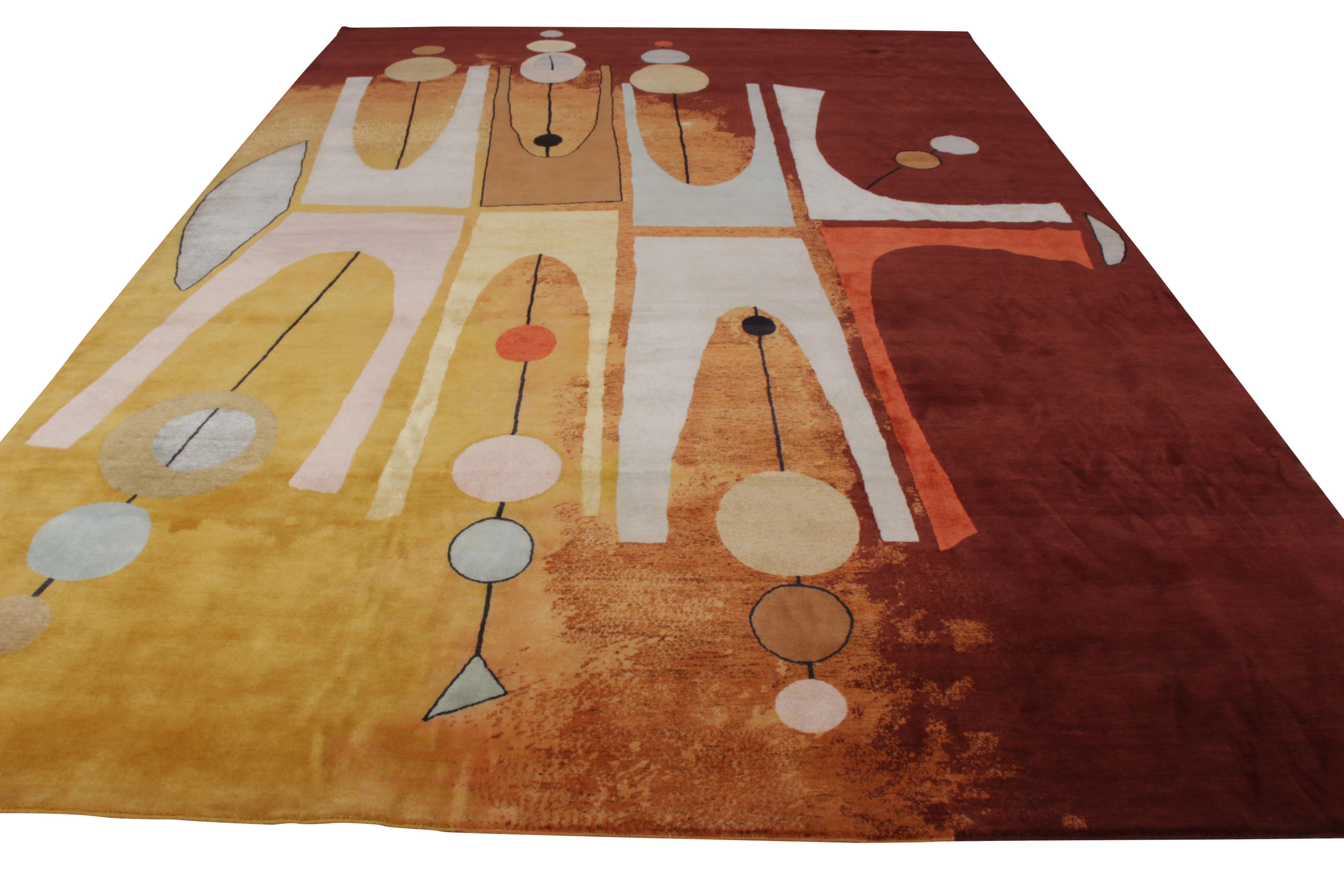 Un tappeto 10 x 14 in lana annodata a mano, della collezione Mid-Century Modern di Rug & Kilim. In collaborazione con l'artista moderna Jenn Ski, reimmagina un audace stile anni '50 dell'era atomica mai visto nei tappeti fatti a mano. 

Sul