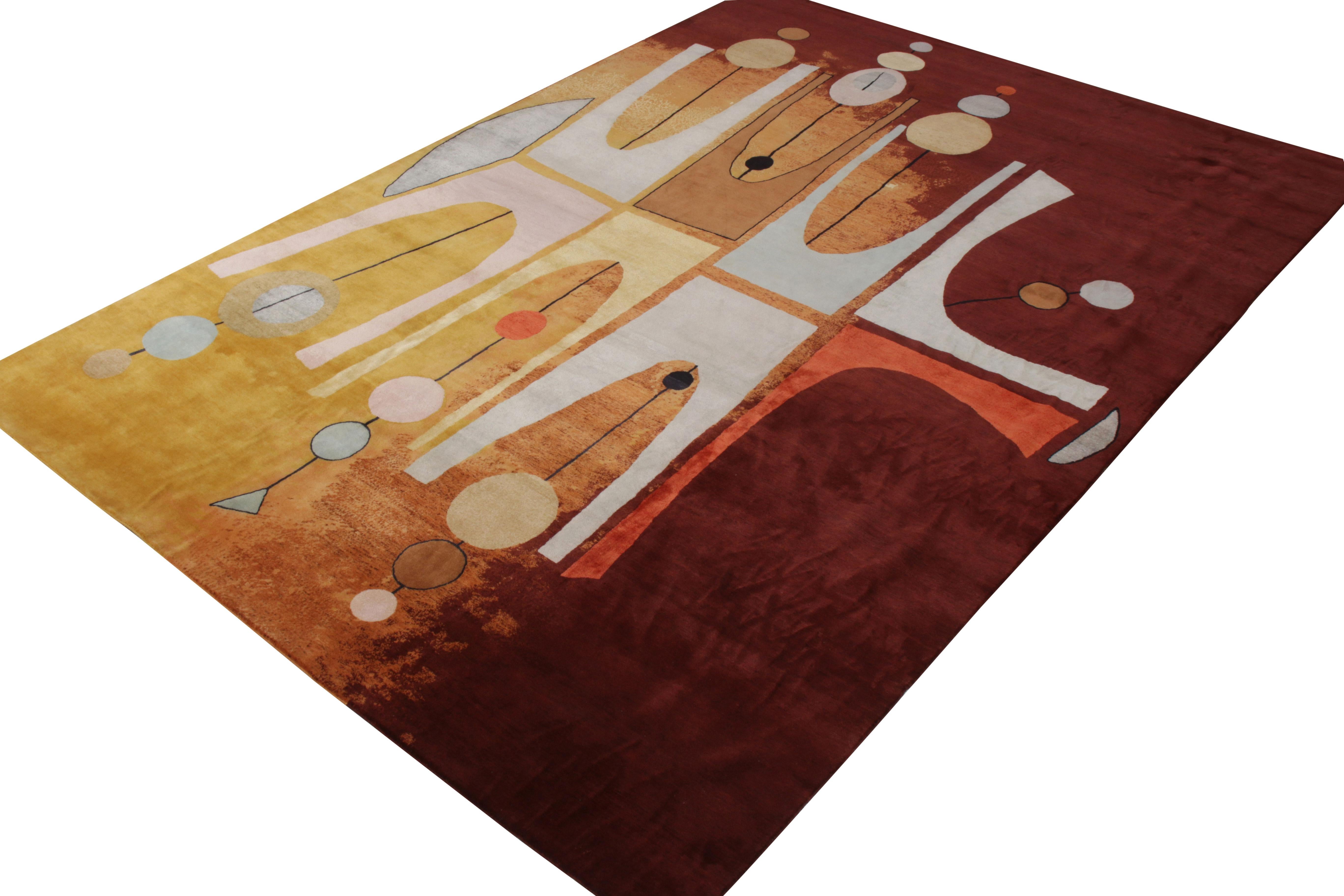 Mid-Century moderno Rug & Kilim è un tappeto in stile Mid-Century Modern con un motivo geometrico rosso e oro in vendita