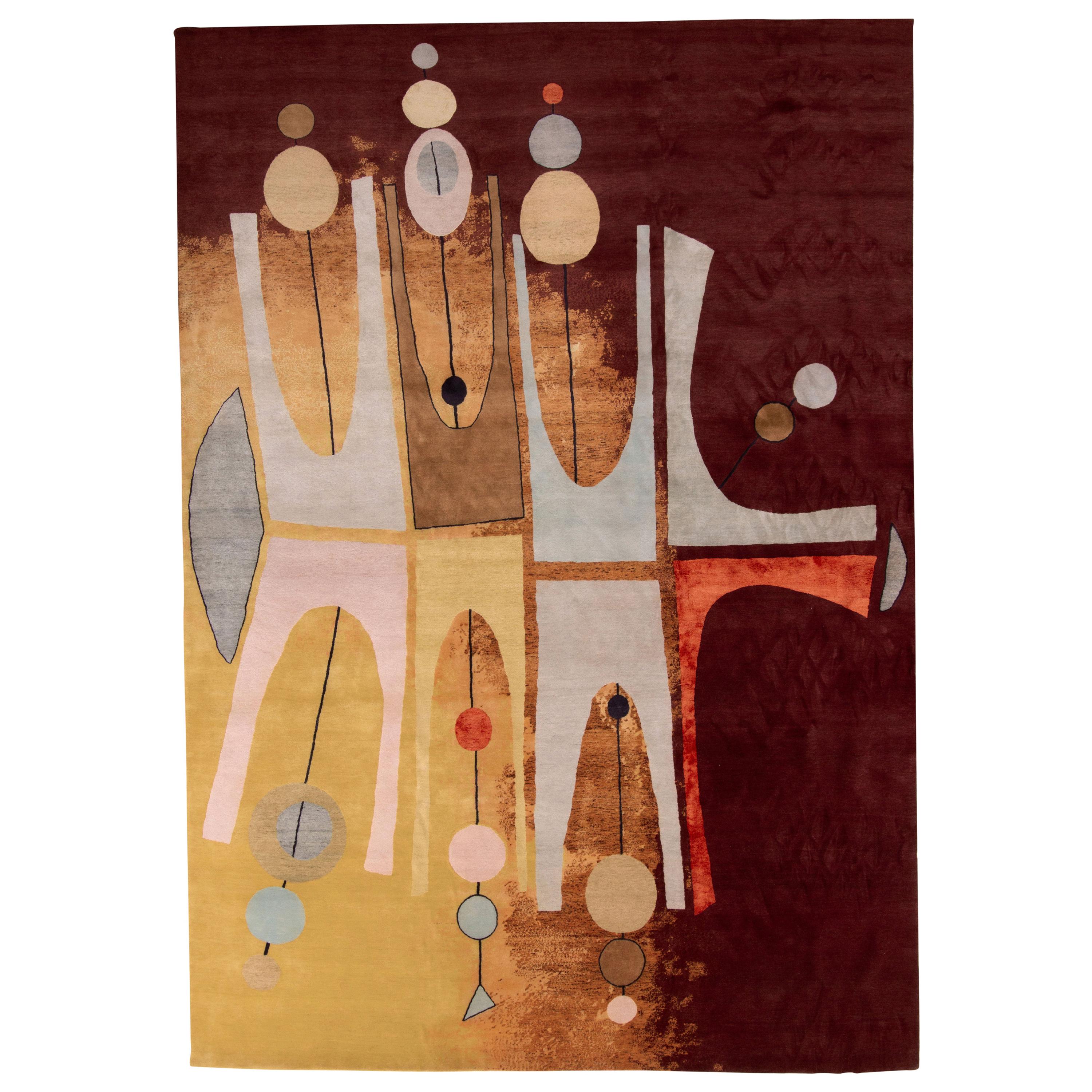 Tapis de style moderne du milieu du siècle de Rug
Kilim à motif géométrique rouge et or