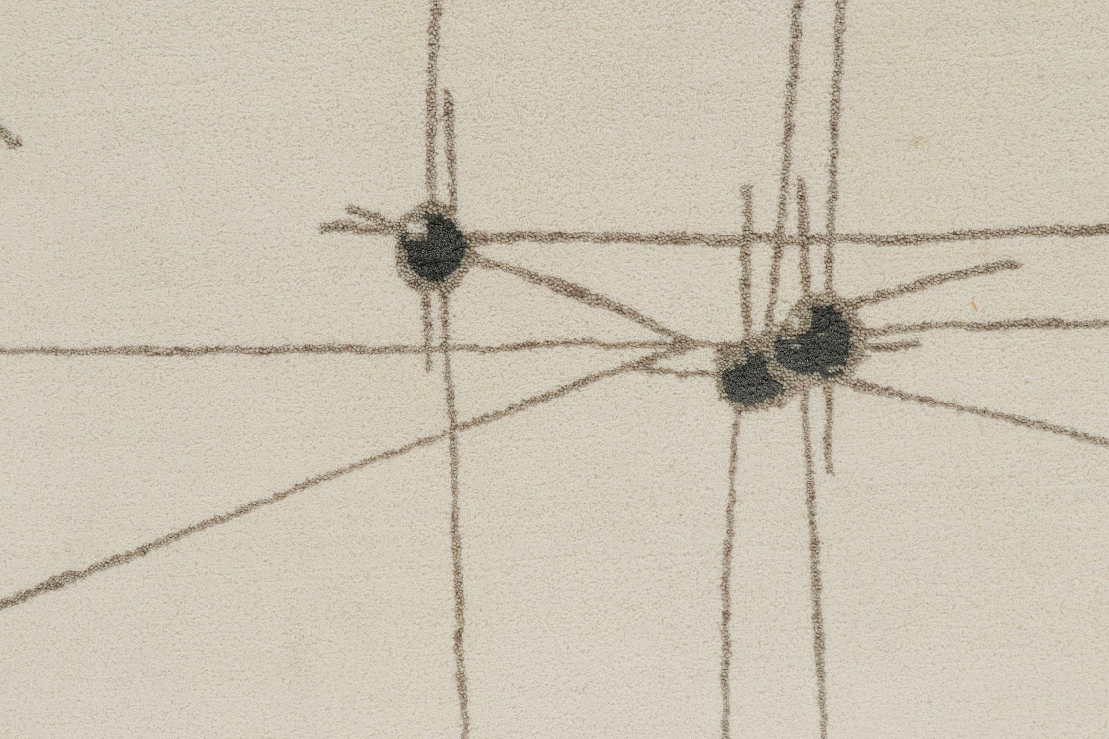 Rug & Kilim's Mid-Century Modern Style Teppich in Weiß und Grau Geometrisch gemustert im Zustand „Neu“ im Angebot in Long Island City, NY