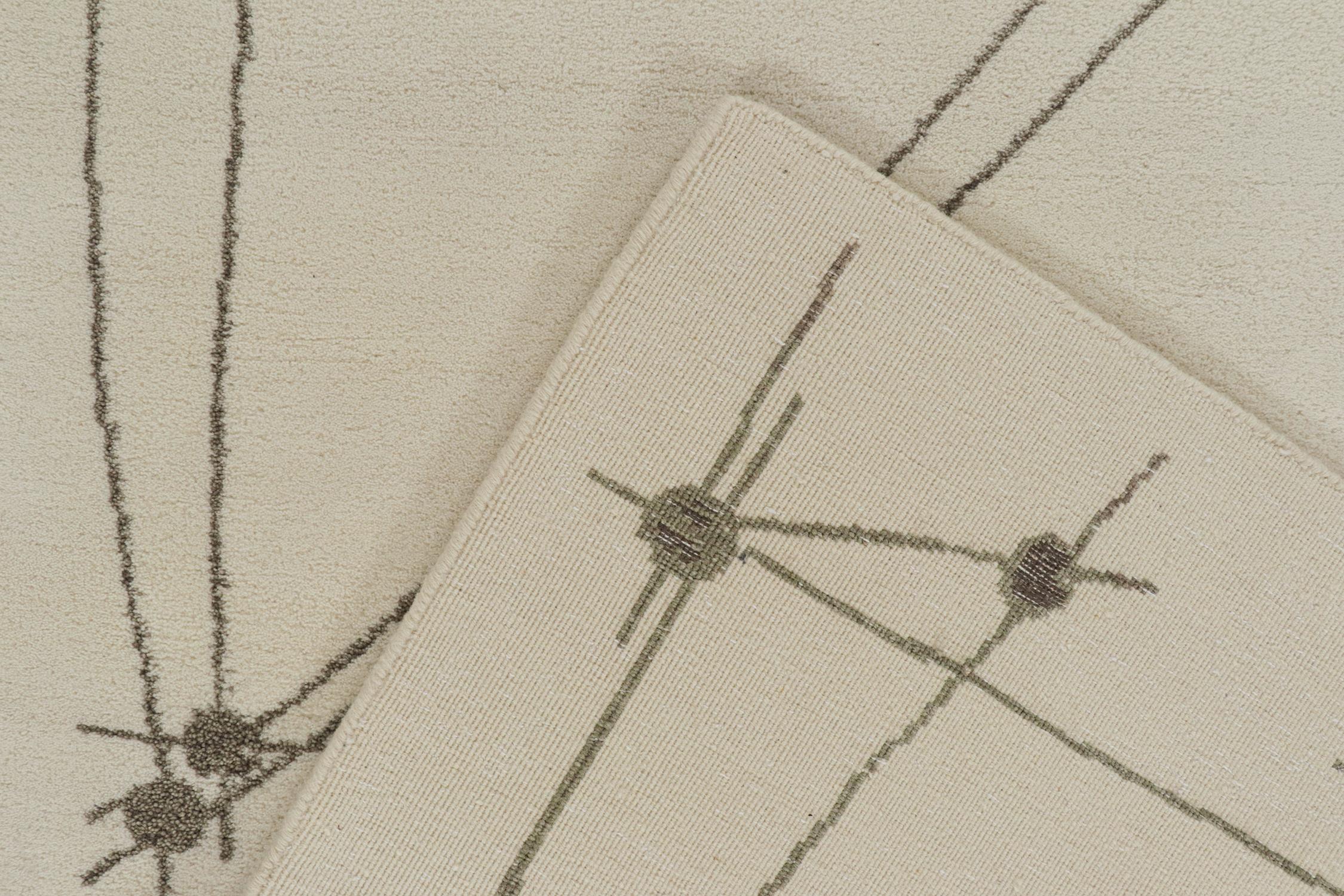Laine Rug & Kilim's Mid-Century Modern Style Rug in White and Gray Geometric Pattern (tapis de style moderne du milieu du siècle à motifs géométriques blancs et gris) en vente