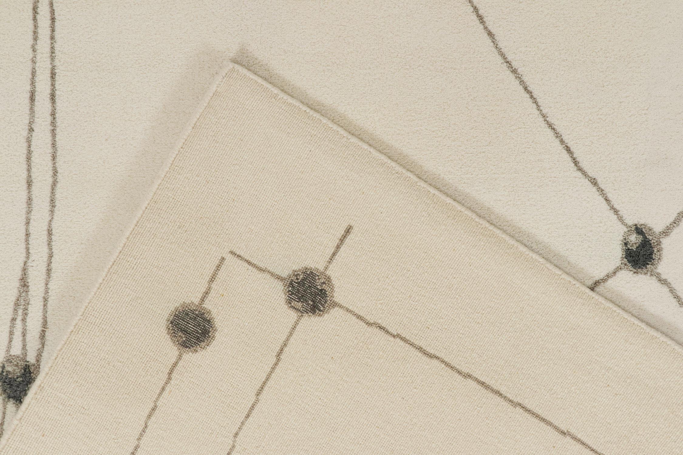 Rug & Kilim's Mid-Century Modern Style Teppich in Weiß und Grau Geometrisch gemustert (21. Jahrhundert und zeitgenössisch) im Angebot