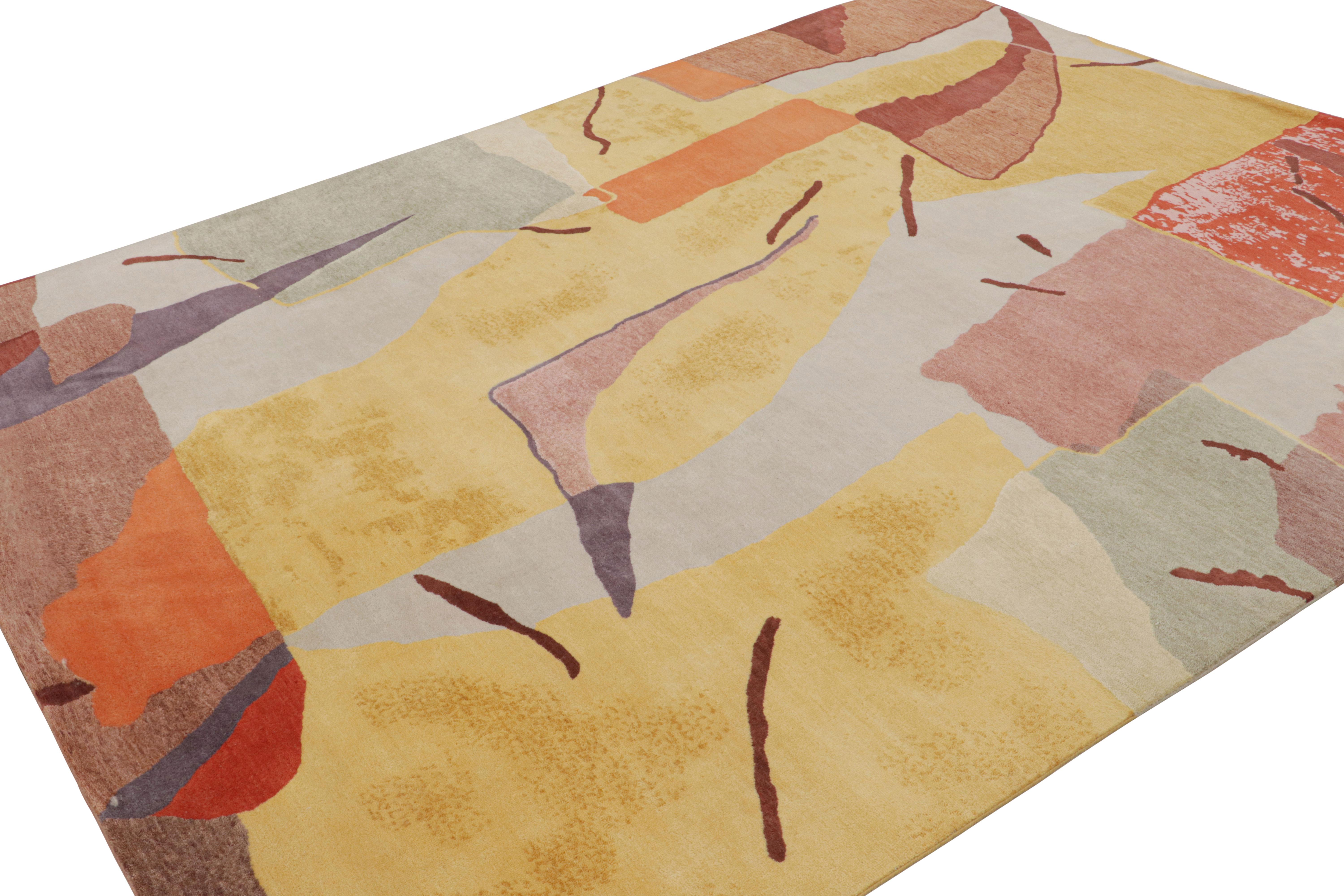 This 8x10 modern rug is an exciting new addition to the Mid-Century Modern rug collection by Rug & Kilim. Hand-knotted in wool and silk, it’s inspired by 1950s paintings of abstract expressionist mood. 

On the design: 

Inspired from a rare