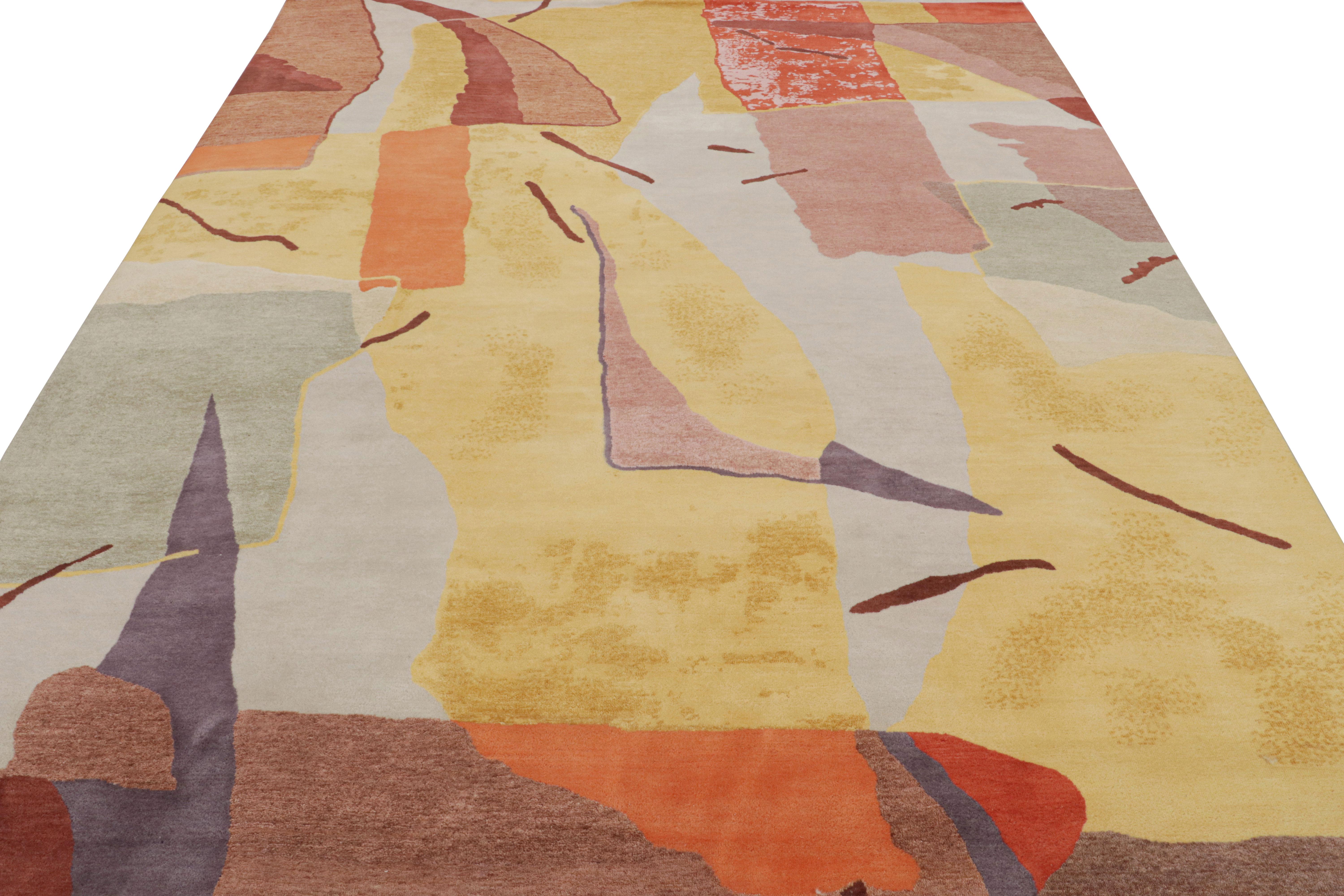 Indian Rug & Kilim’s Mid-Century Modern Style Rug with Abstract Geometric Patterns For Sale