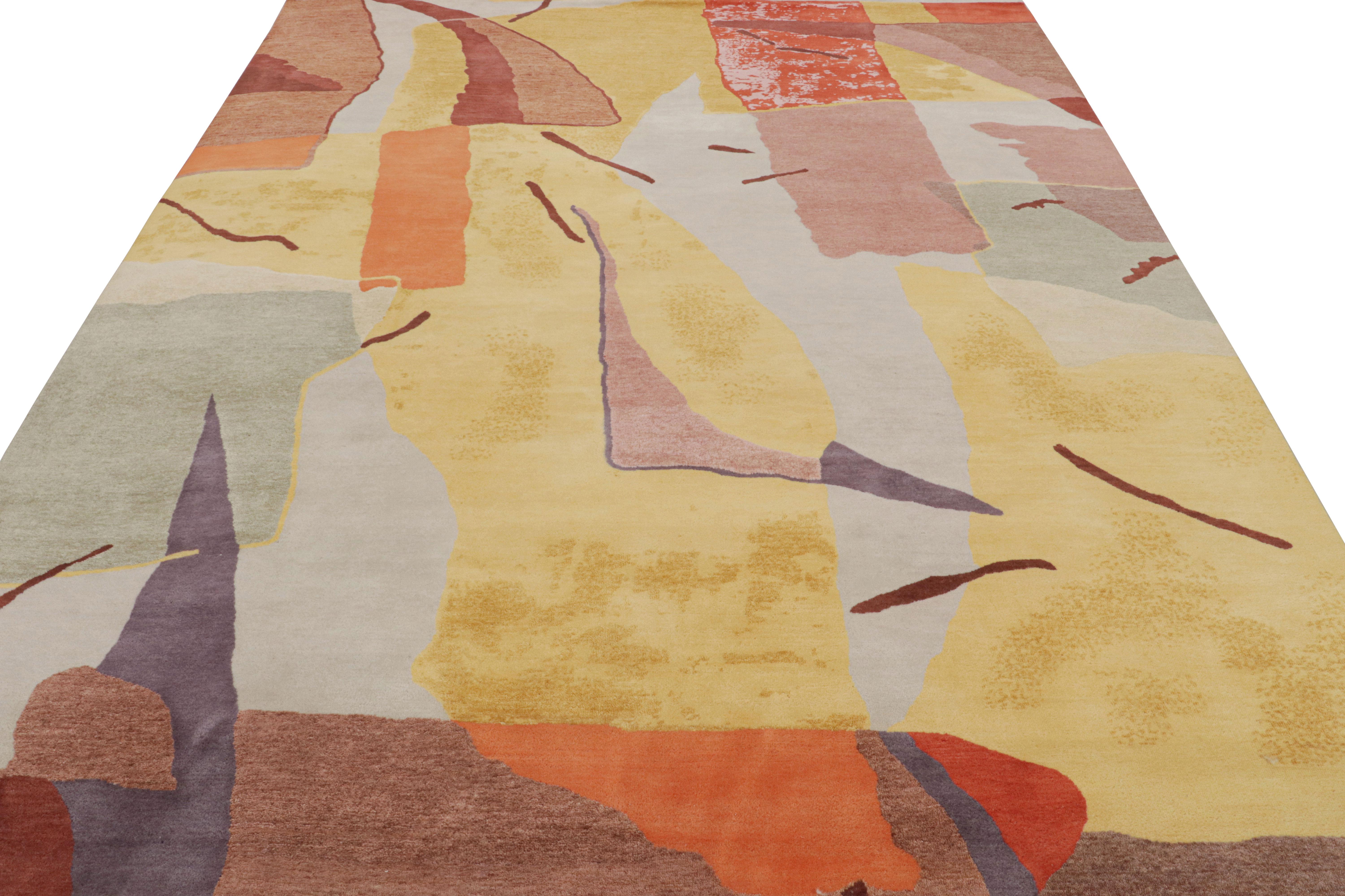 Rug & Kilim’s Mid-Century Modern Style Rug with Abstract Geometric Patterns (Moderne der Mitte des Jahrhunderts) im Angebot