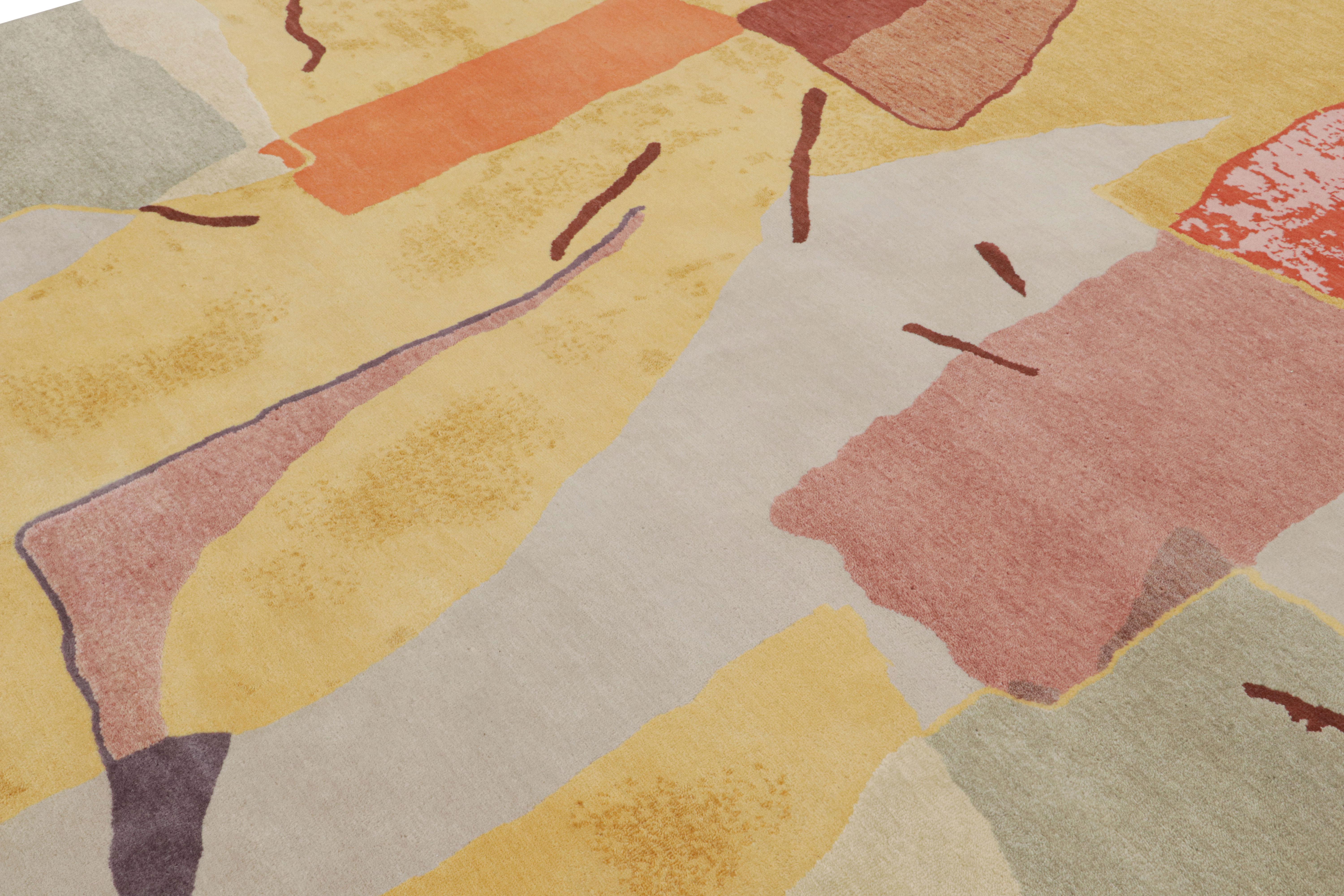 Rug & Kilim’s Mid-Century Modern Style Rug with Abstract Geometric Patterns (Handgeknüpft) im Angebot