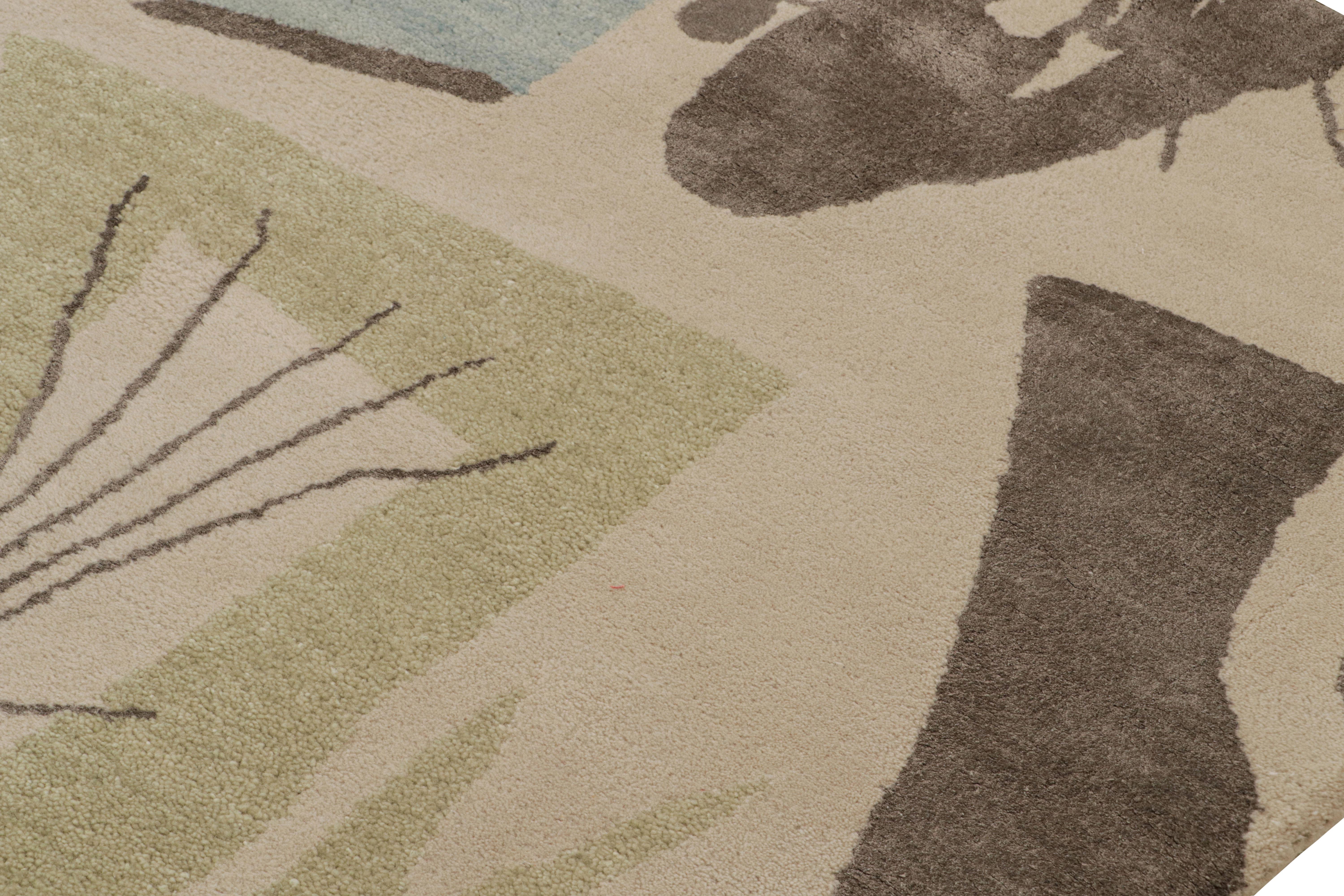 Hand-Knotted Rug & Kilim’s Mid-Century Modern Style Rug with Geometric Patterns For Sale