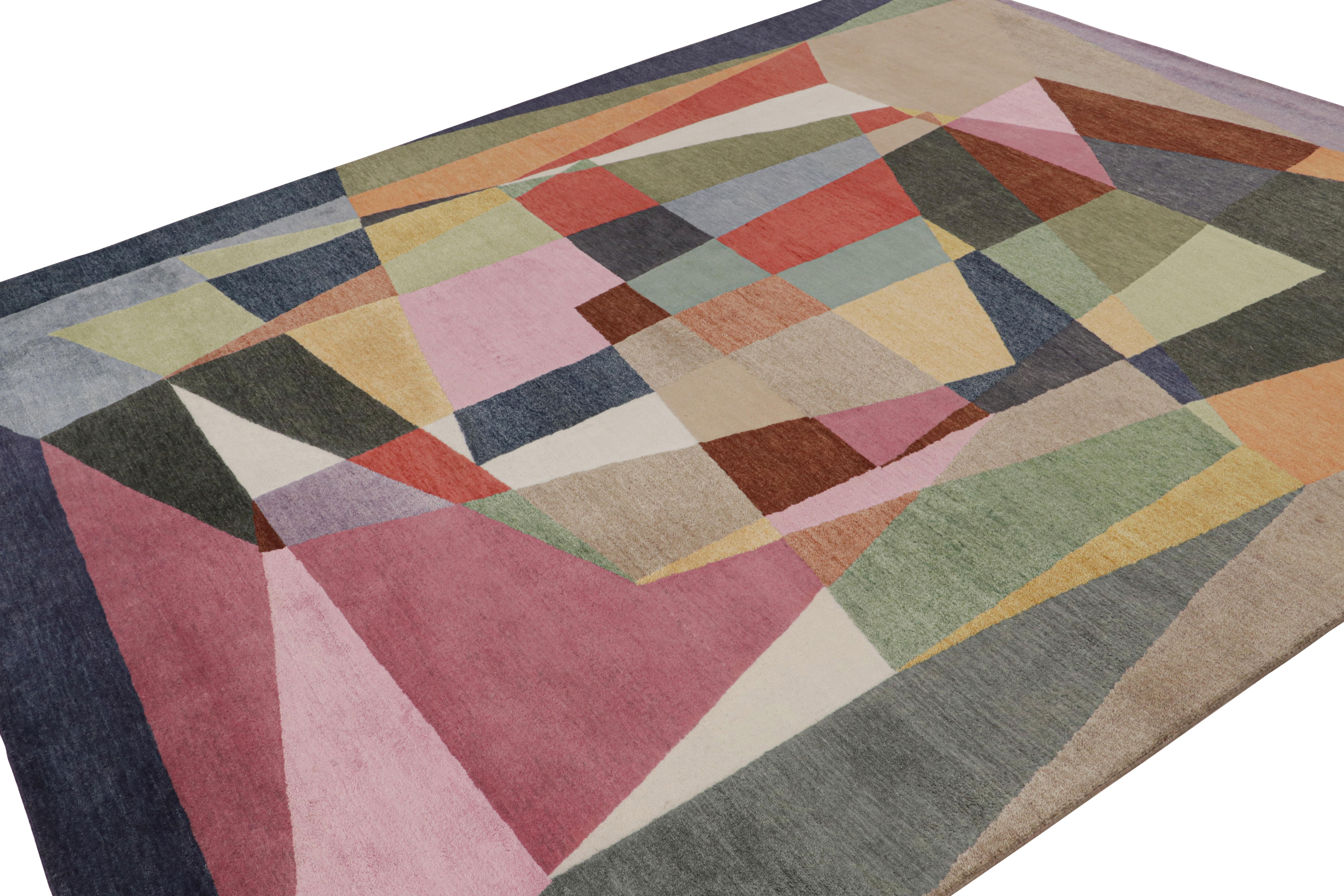 This modern 8x10 rug is an exciting new addition to the Mid-Century Modern rug collection by Rug & Kilim. Hand-knotted in wool and silk, it’s a bold take on 1950s postmodern aesthetics never-before seen in this quality.

On the design: 

Inspired