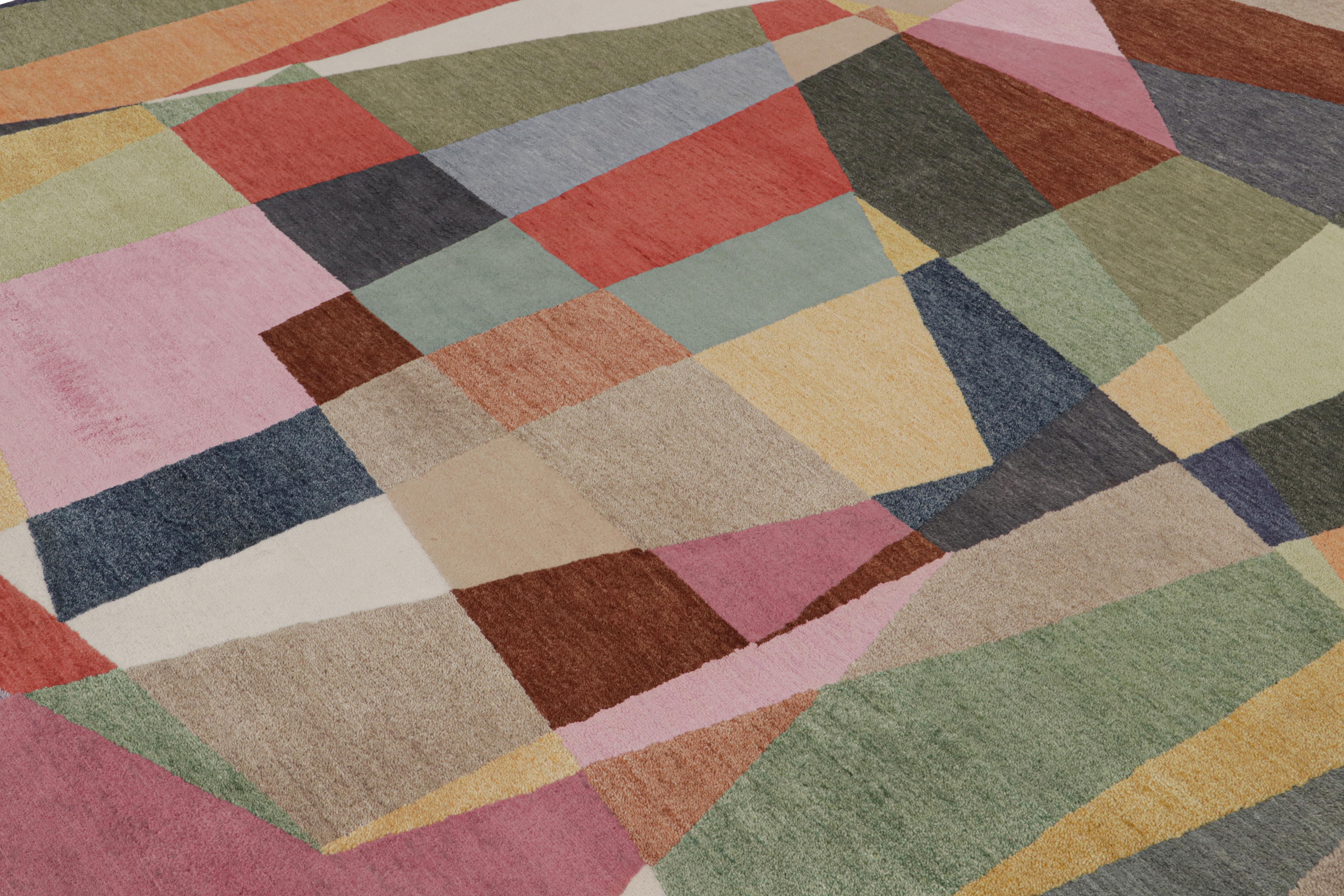 Rug & Kilim’s Mid-Century Modern Style Rug with Polychromatic Geometric Pattern In New Condition In Long Island City, NY