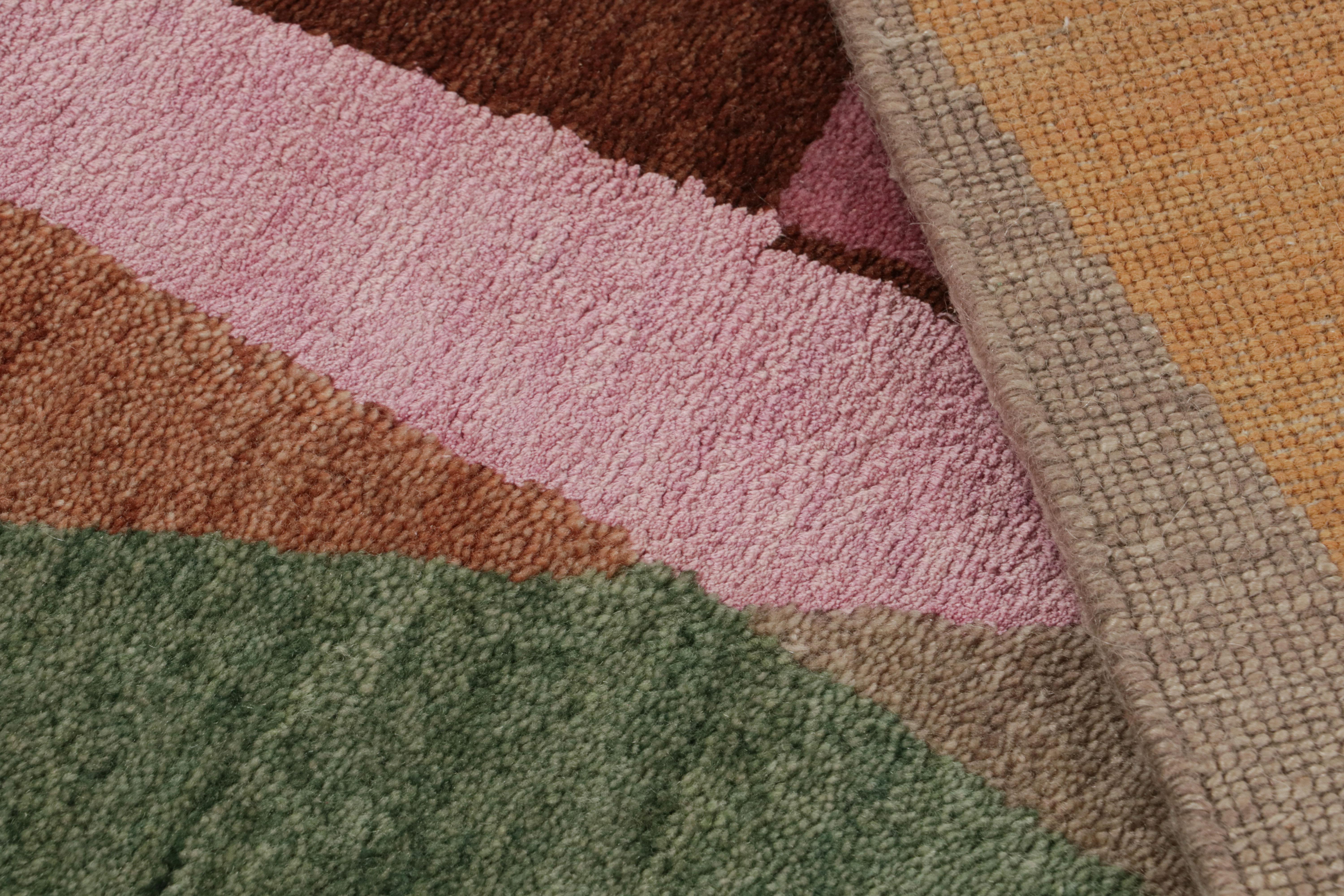 Wool Rug & Kilim’s Mid-Century Modern Style Rug with Polychromatic Geometric Pattern