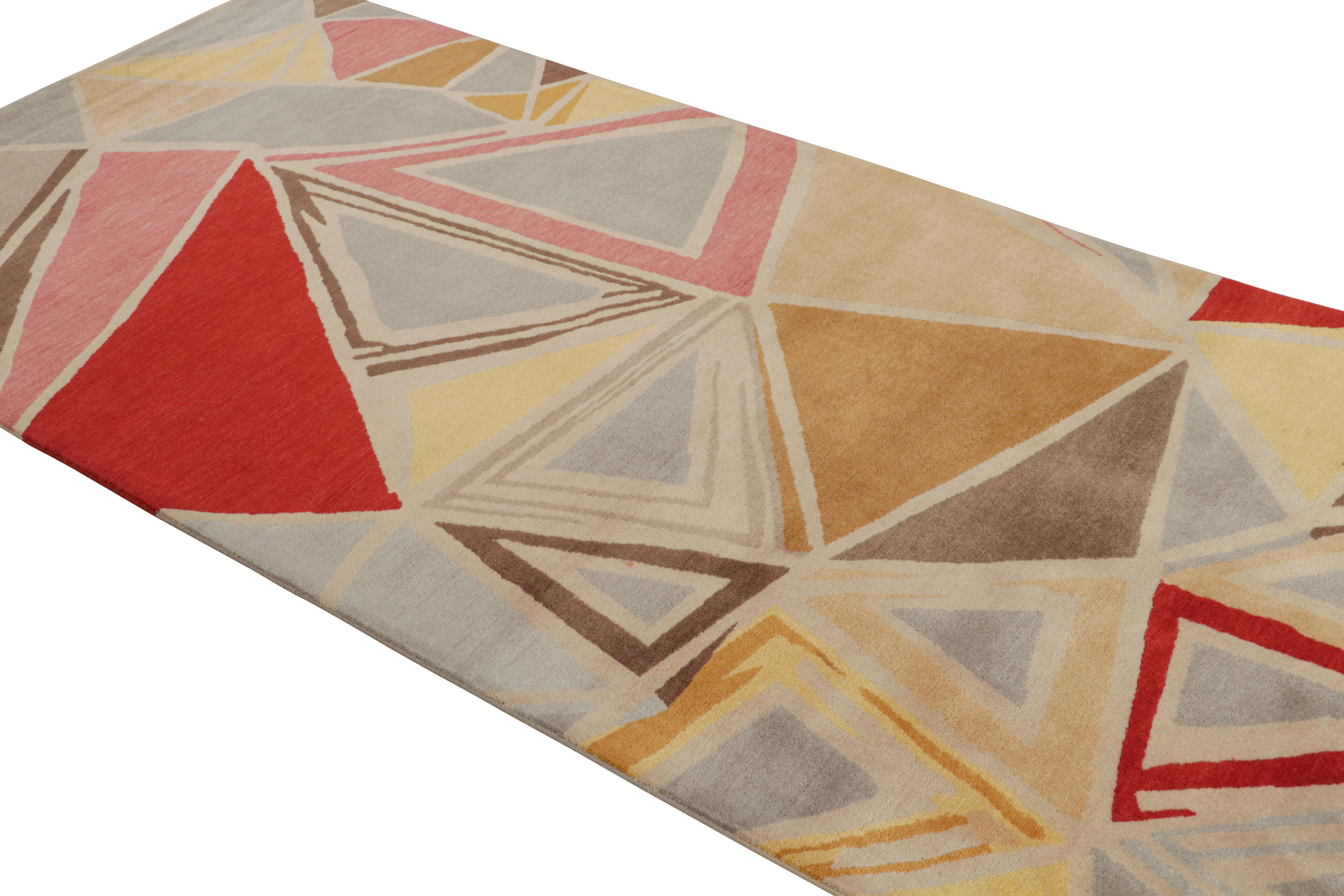 This 4x8 runner is from the Mid-century modern rug collection from Rug & Kilim—hand-knotted in wool and silk.  

On the design: 

Inspired from a rare modernism, this 4x8 rug further exemplifies our mid-century modern take in the marriage of joyful,