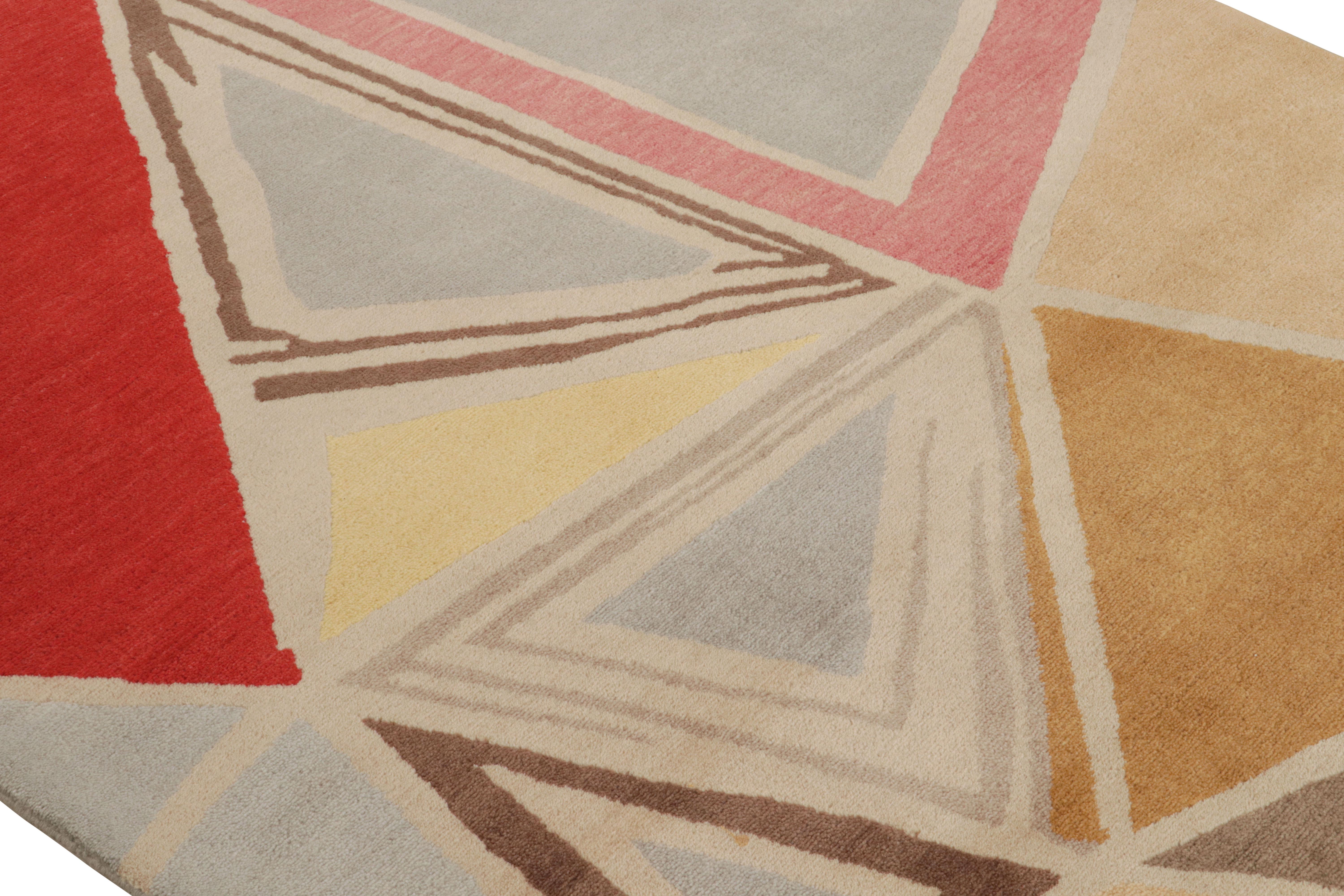 Alfombra de calle de estilo moderno de mediados de siglo con diseño geométrico de Rug & Kilim Indio en venta