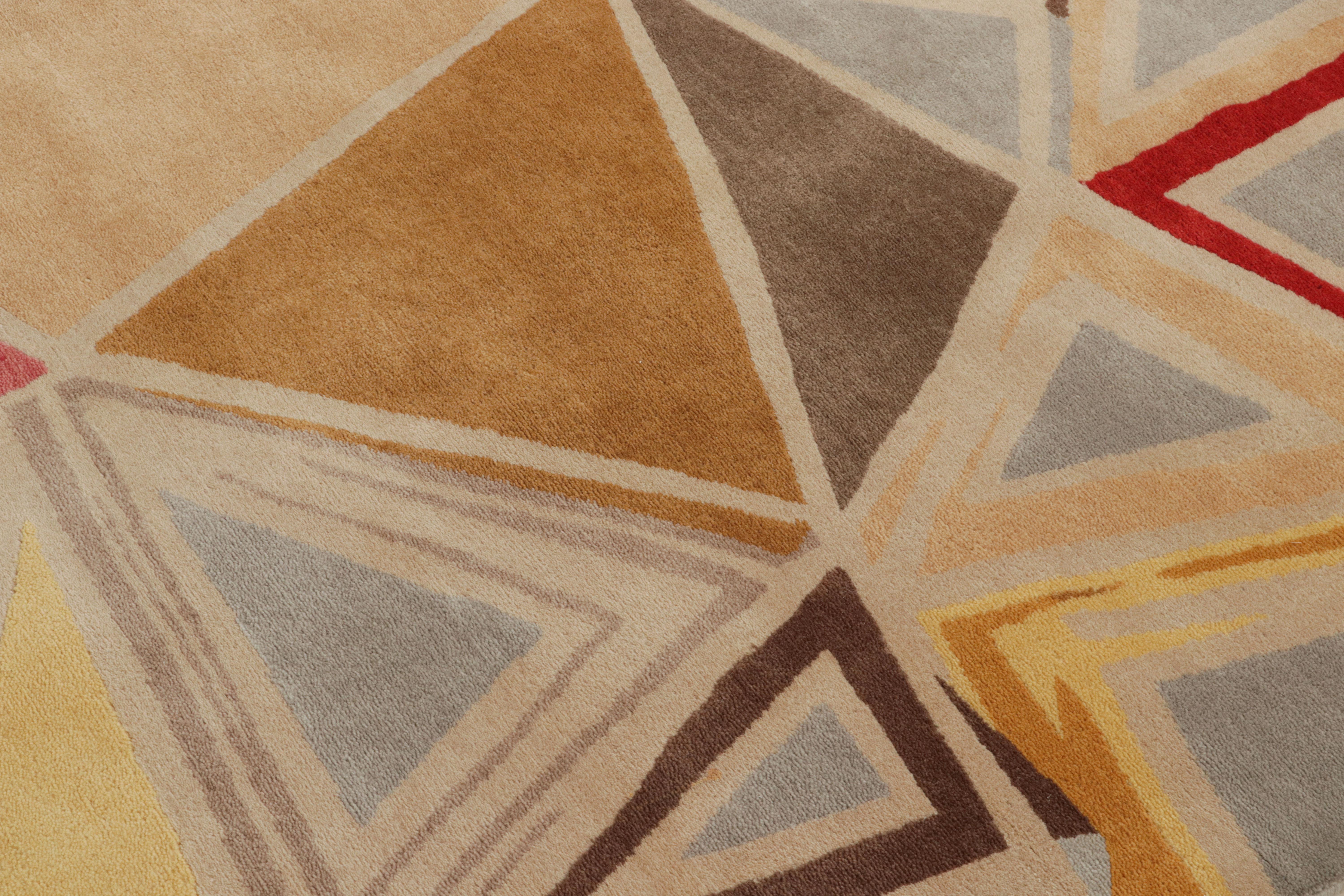 Contemporary Rug & Kilim’s Mid-Century Modern Style Runner Rug in Geometric Pattern For Sale
