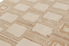 Rug & Kilim’s Mid-Century Modern Style Square Geometric Rug in Beige-Brown Tones