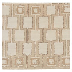 Rug 
Kilim
s Mid-Century Modern Style Quadratischer Geometrischer Teppich in Beige-Braun-Tönen