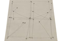 Rug & Kilim’s Mid-Century Modern Style Square Rug in White with Gray Patterns