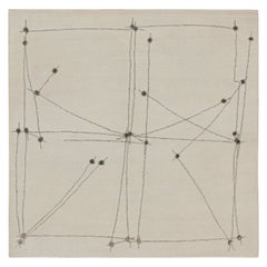 Rug & Kilim’s Mid-Century Modern Style Square Rug in White with Gray Patterns