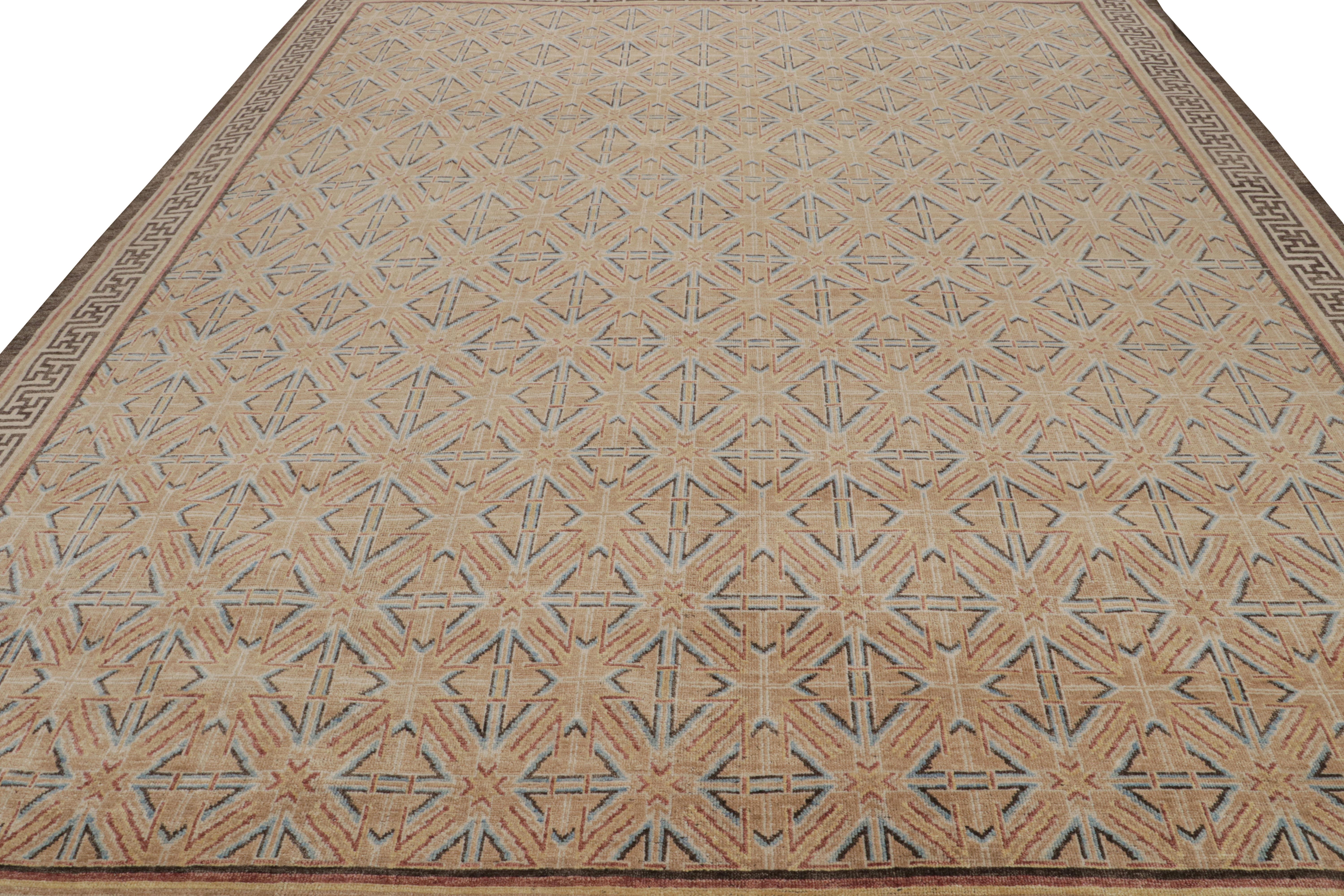 Indian Rug & Kilim’s Modern 18th Century Chinese Style Rug with Geometric Patterns For Sale