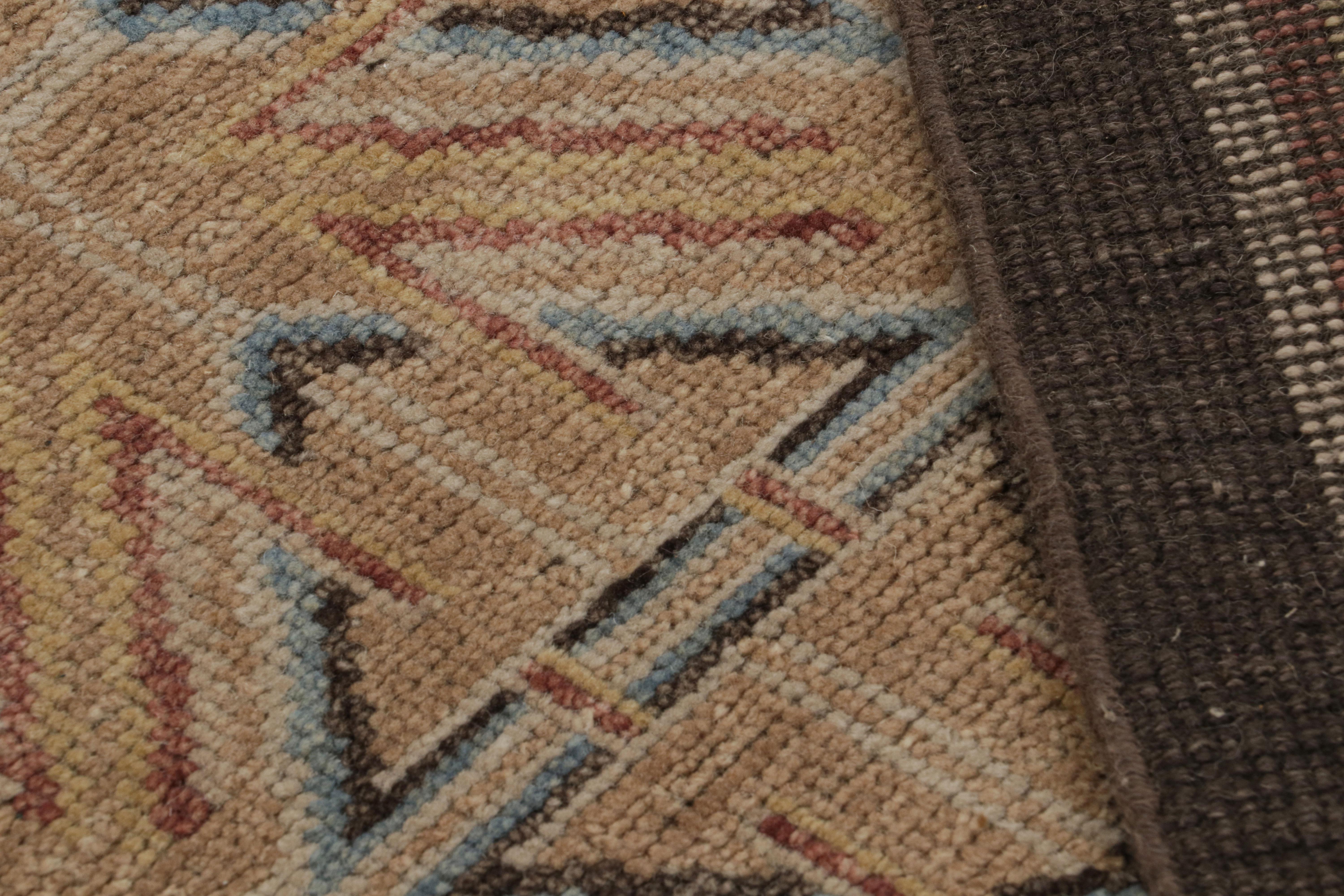 Wool Rug & Kilim’s Modern 18th Century Chinese Style Rug with Geometric Patterns For Sale