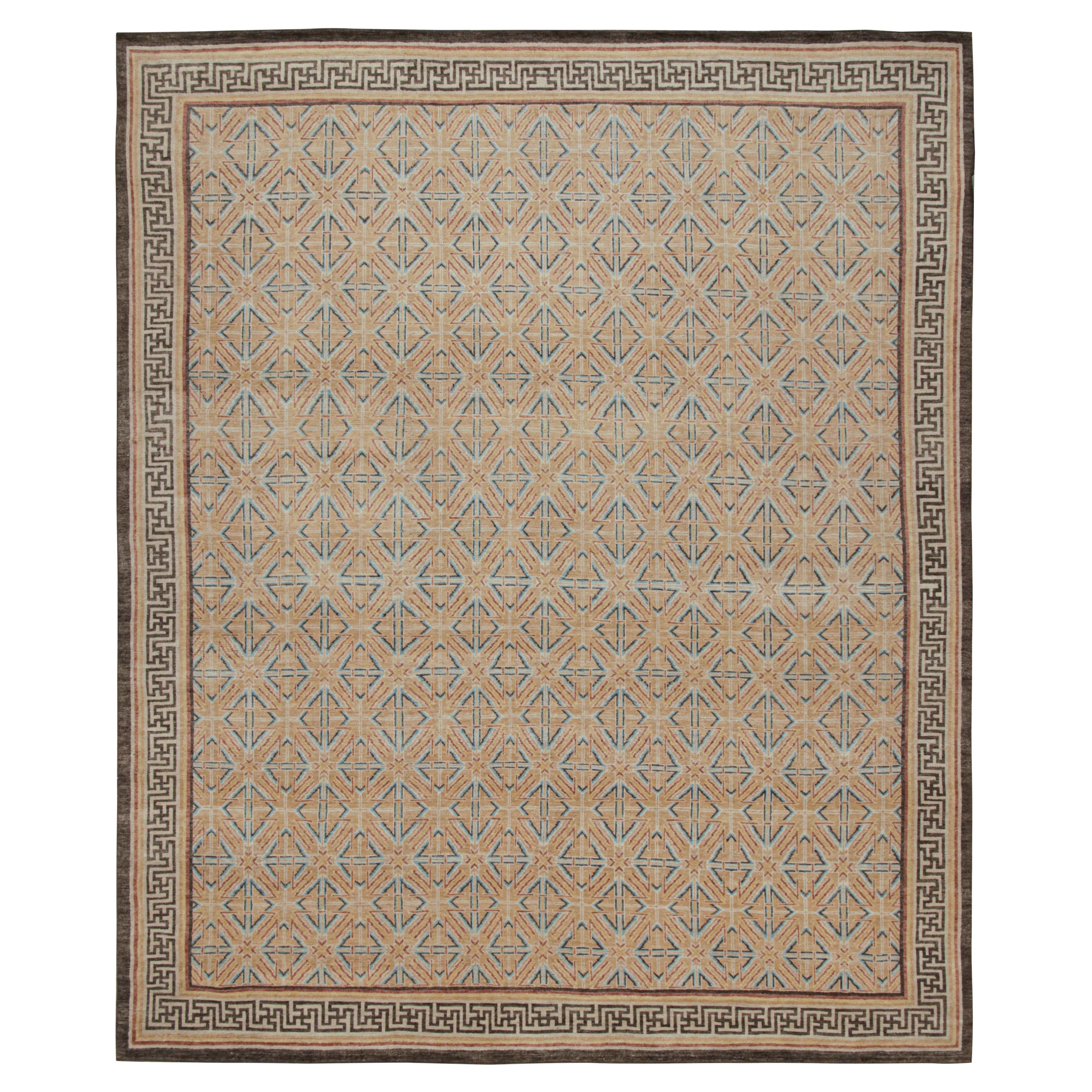 Rug & Kilim - Tappeto moderno del XVIII secolo in stile cinese con motivi geometrici