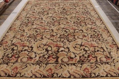 Rug & Kilim's Modern 18th Century Style Wool Rug Brown and Beige All-Over Floral