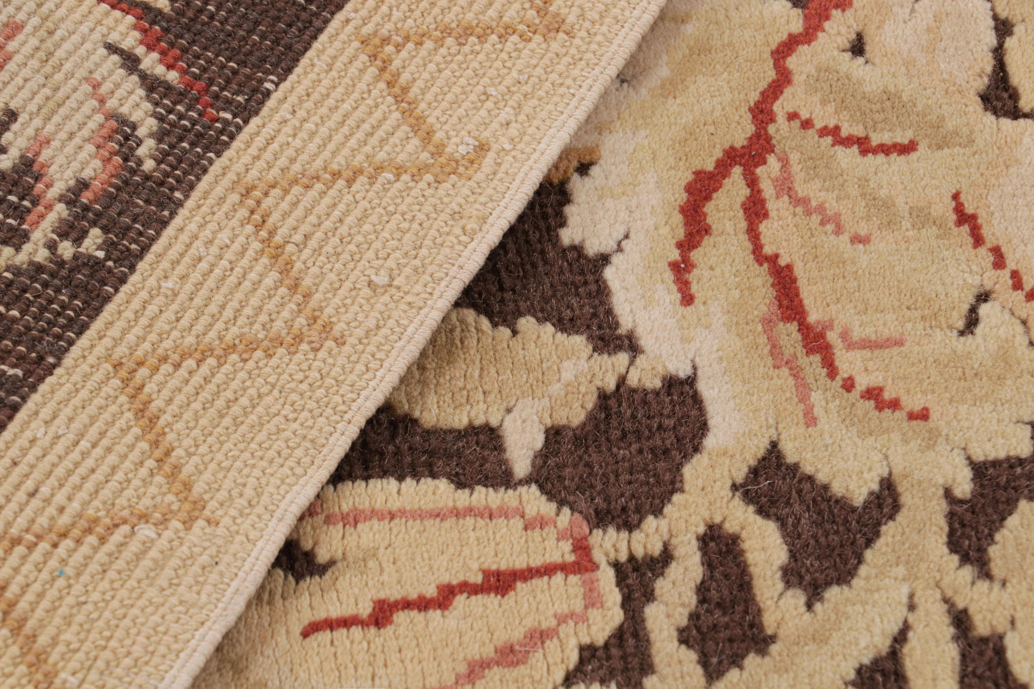 Rug & Kilim's Modern 18th Century Style Wool Rug Brown and Beige All-Over Floral For Sale 2